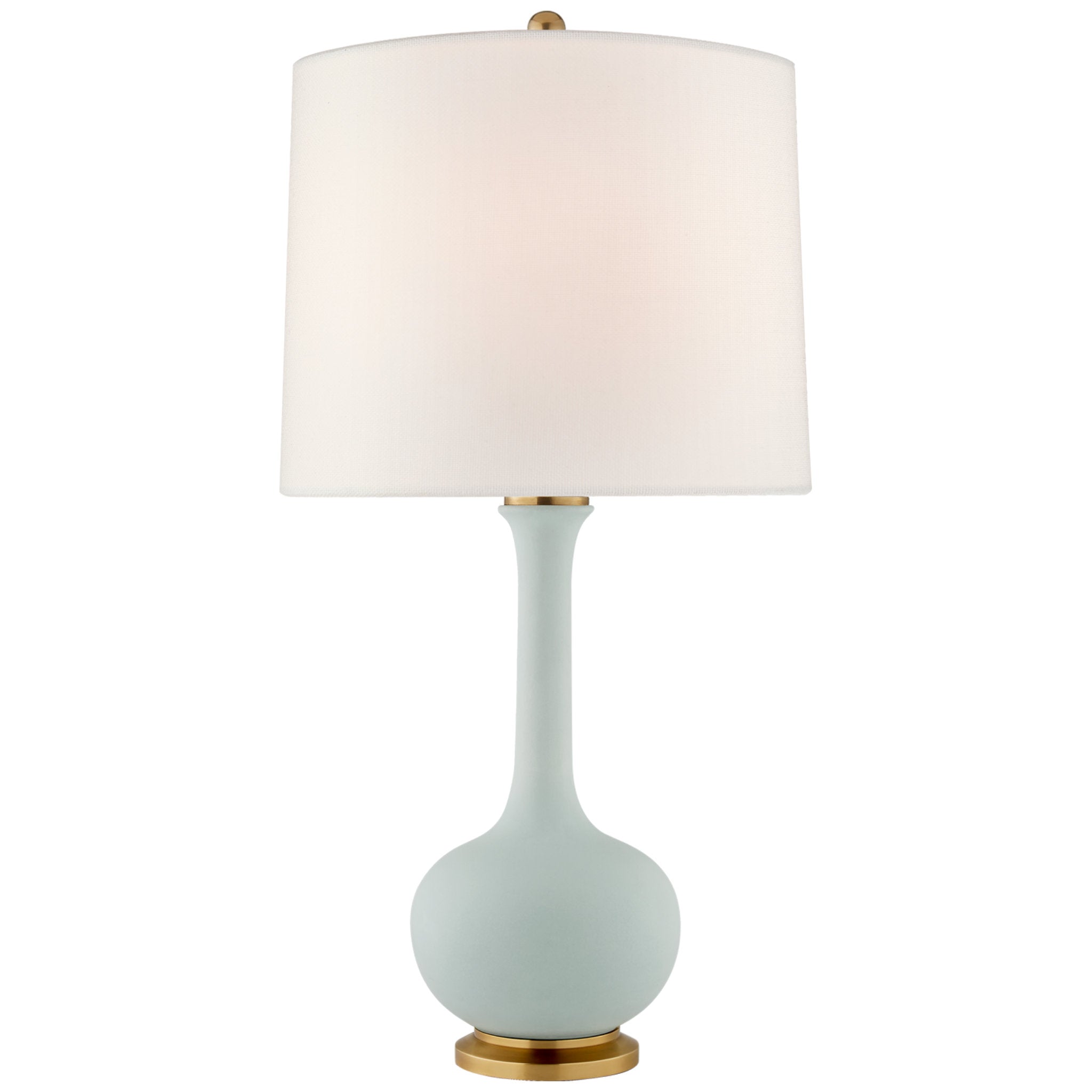 Christopher Spitzmiller Coy Medium Table Lamp in Matte Sky Blue with Linen Shade