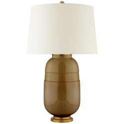 Christopher Spitzmiller Newcomb Medium Table Lamp in Dark Honey with Natural Percale Shade