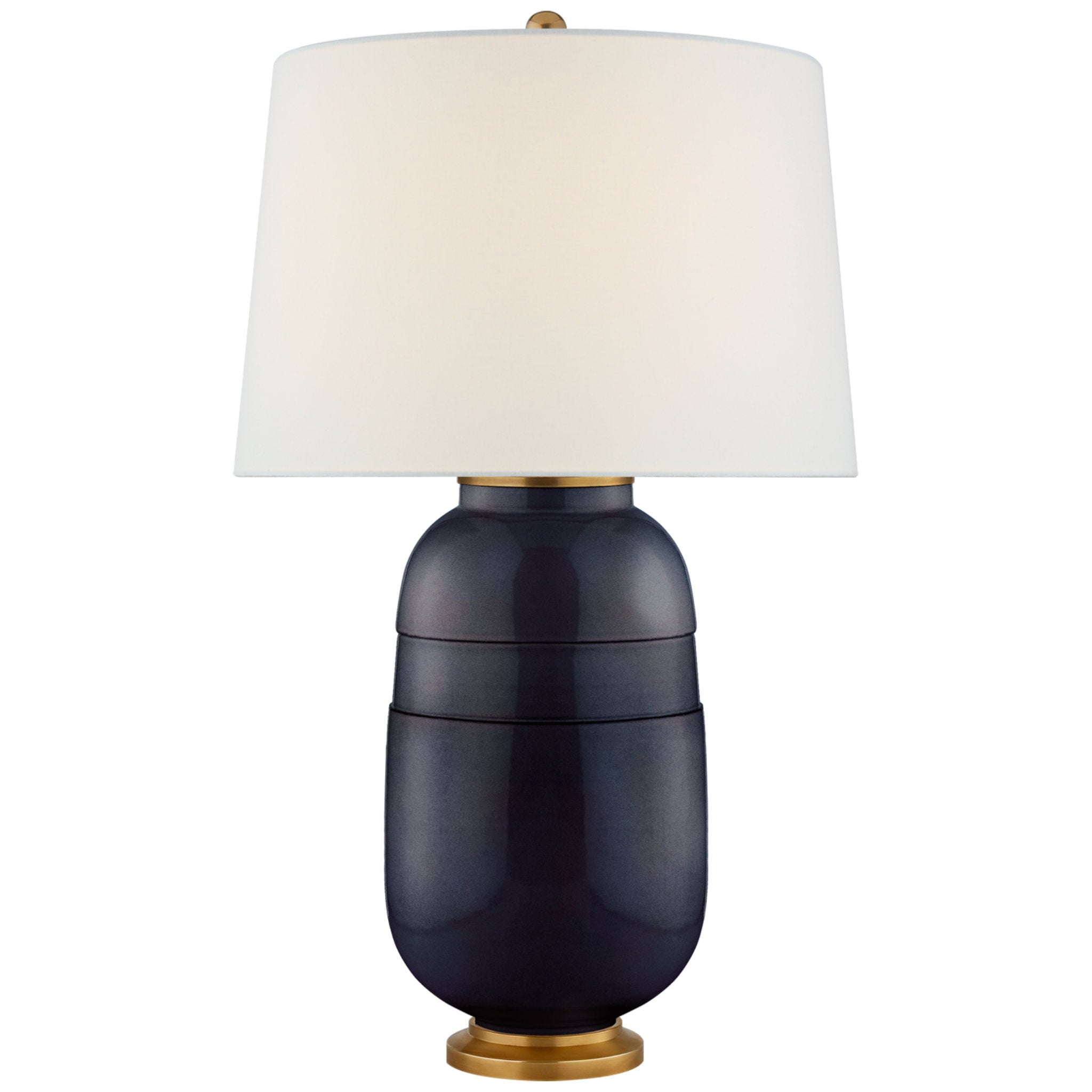 Christopher Spitzmiller Newcomb Medium Table Lamp in Mixed Blue Brown with Linen Shade