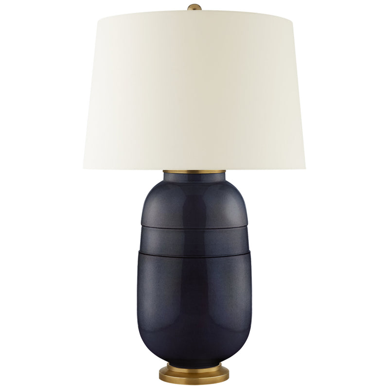 Christopher Spitzmiller Newcomb Medium Table Lamp in Mixed Blue Brown with Natural Percale Shade