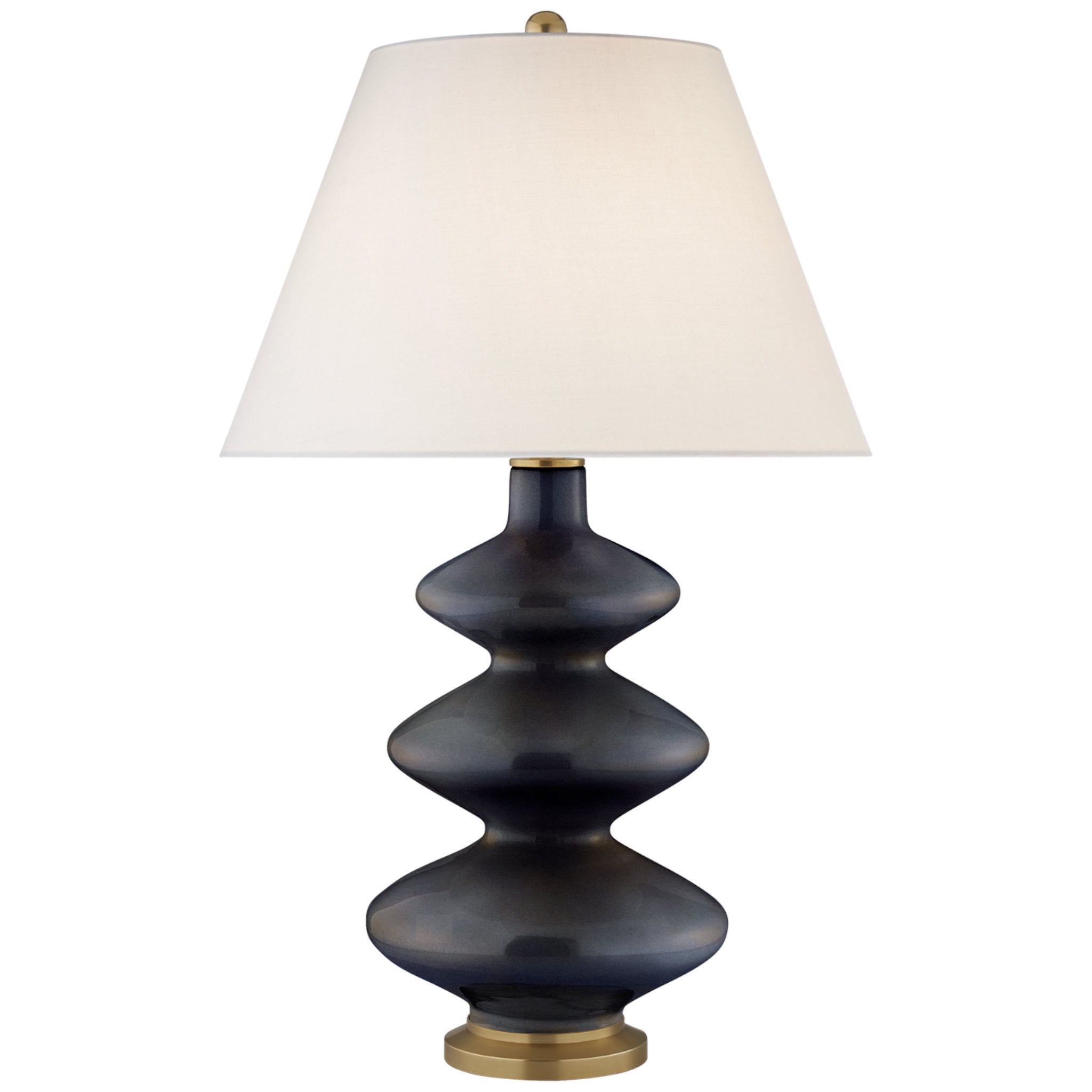 Christopher Spitzmiller Smith Medium Table Lamp in Mixed Blue Brown with Linen Shade