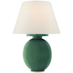 Christopher Spitzmiller Hans Medium Table Lamp in Celtic Green Crackle with Linen Shade