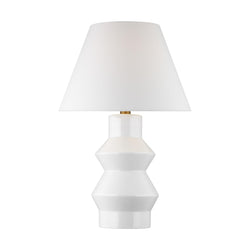 Generation Lighting CT1041ARCBBS1 Chapman & Myers Abaco 1 Light Portable Lamp in Arctic White / Burnished Brass