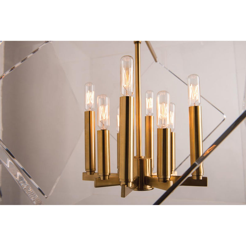 Travis 8 Light Chandelier in Aged Brass
