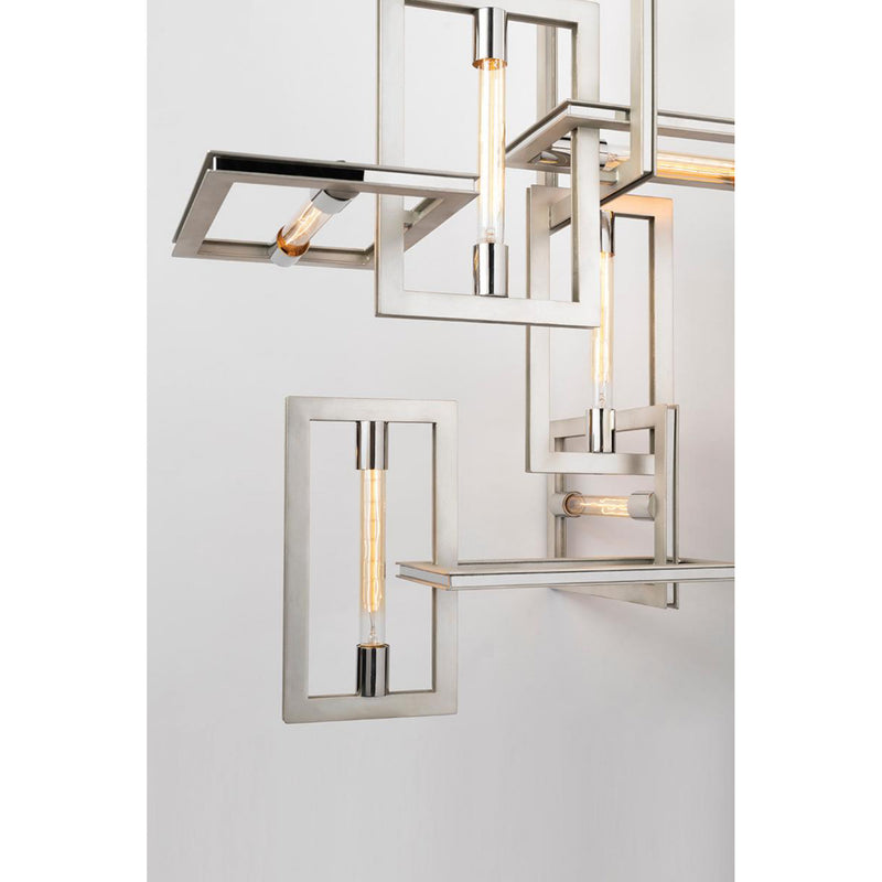 Enigma 1 Light Wall Sconce in Silver Leaf W Stainless Acc