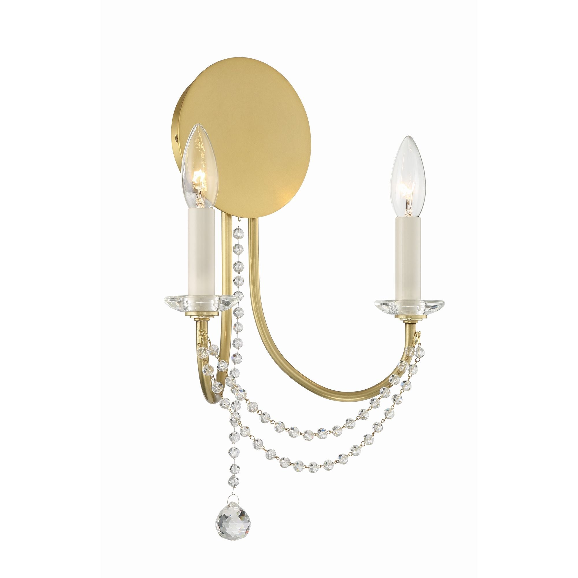 Delilah 2 Light Aged Brass Sconce 12.25"W x 16"H x 4.75"D