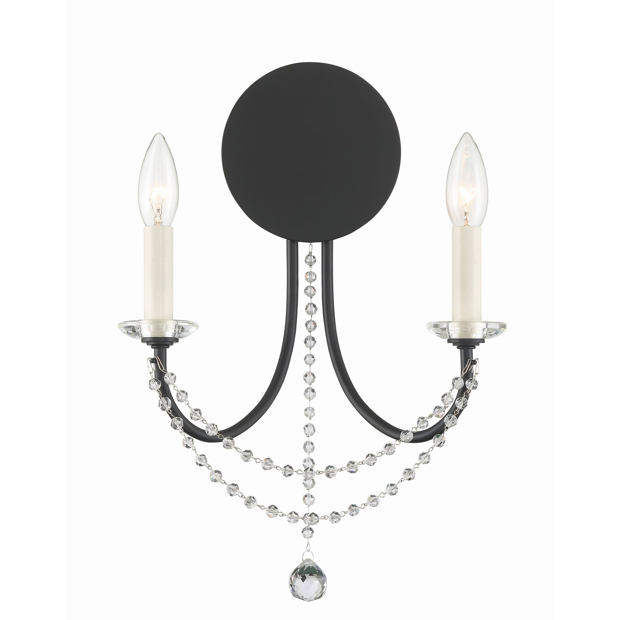 Delilah 2 Light Matte Black Sconce 12.25"W x 16"H x 4.75"D