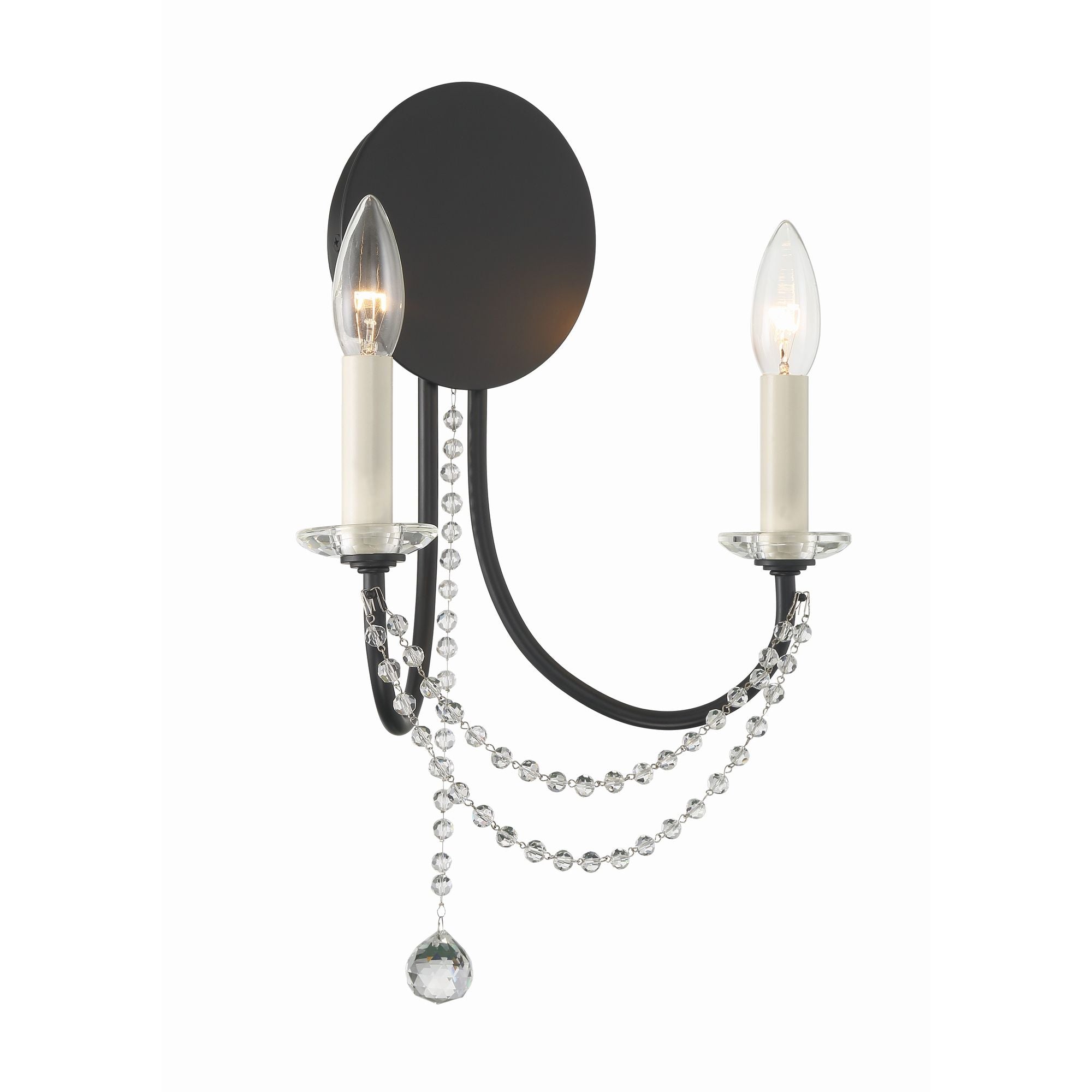 Delilah 2 Light Matte Black Sconce 12.25"W x 16"H x 4.75"D