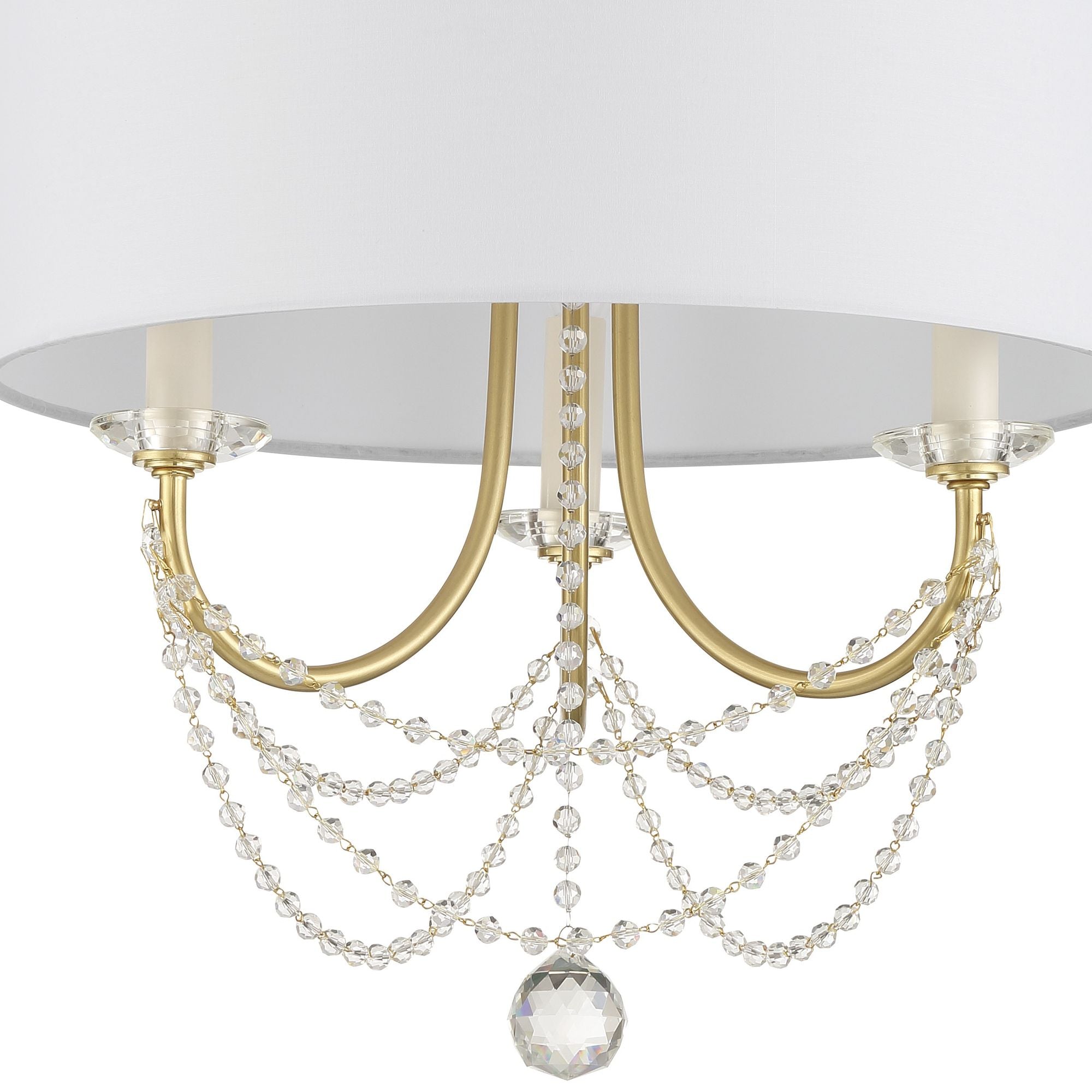 Delilah 3 Light Aged Brass Mini Chandelier Silk Shade 15.75"W x 16.5"H x 15.75"D