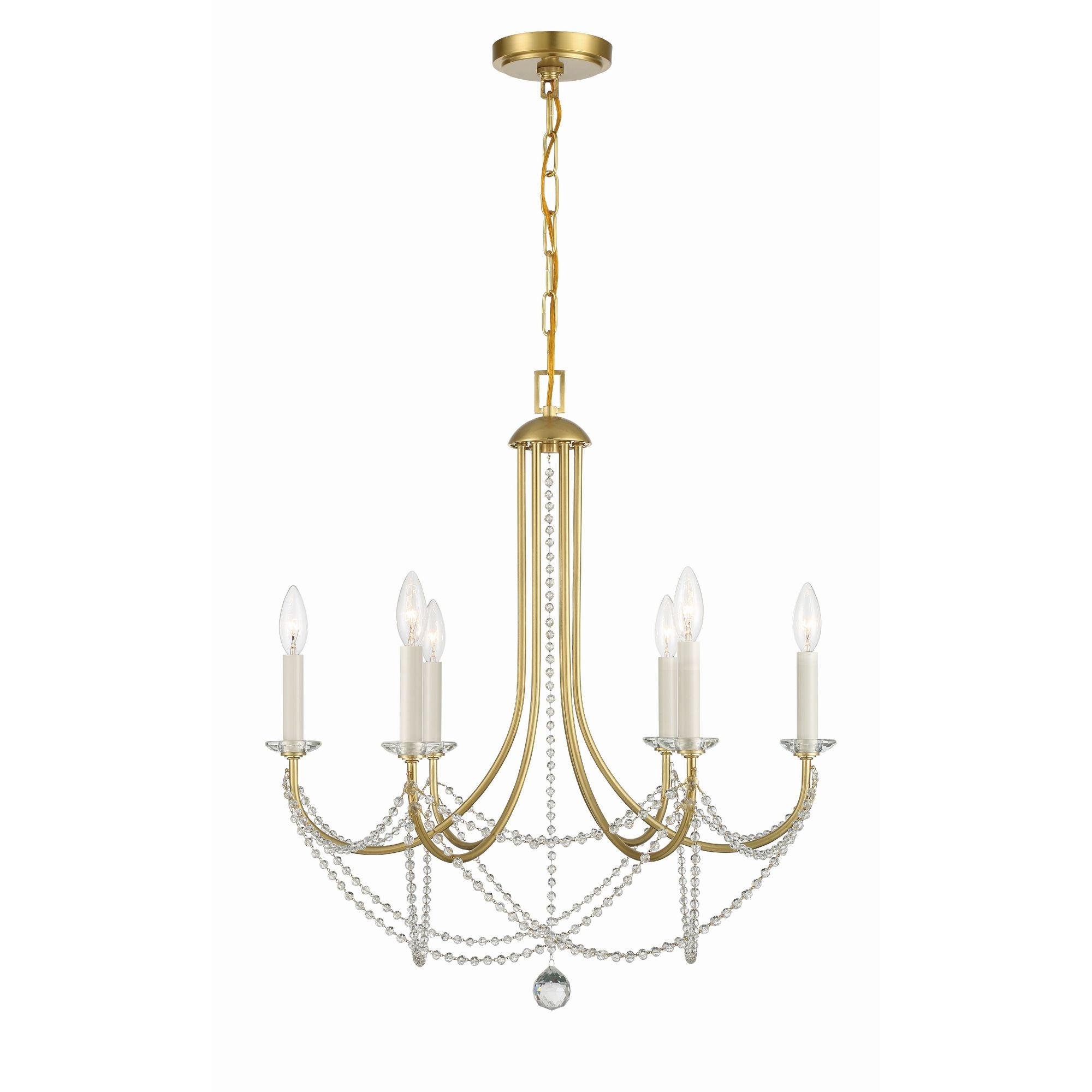 Delilah 6 Light Aged Brass Chandelier 24"W x 27.5"H x 24"D