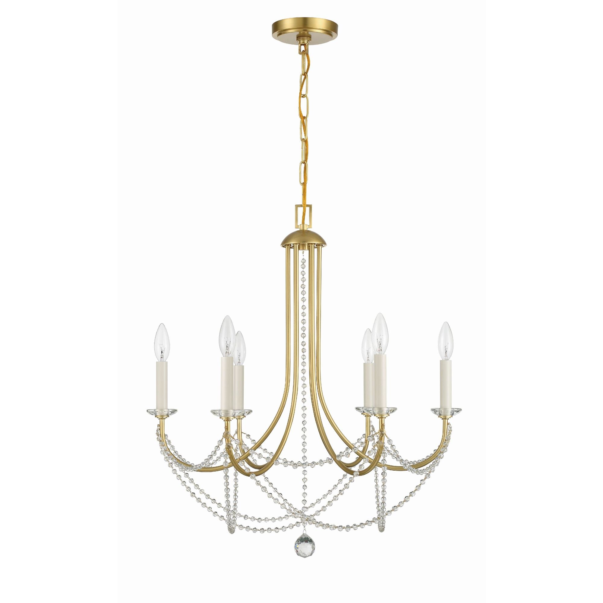 Delilah 6 Light Aged Brass Chandelier 24"W x 27.5"H x 24"D