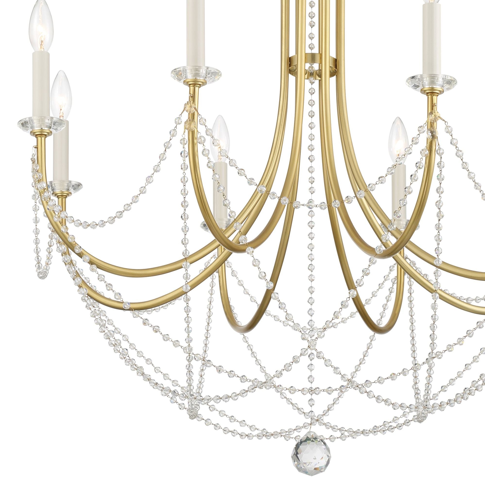 Delilah 8 Light Aged Brass Chandelier 31.5"W x 37"H x 31.5"D