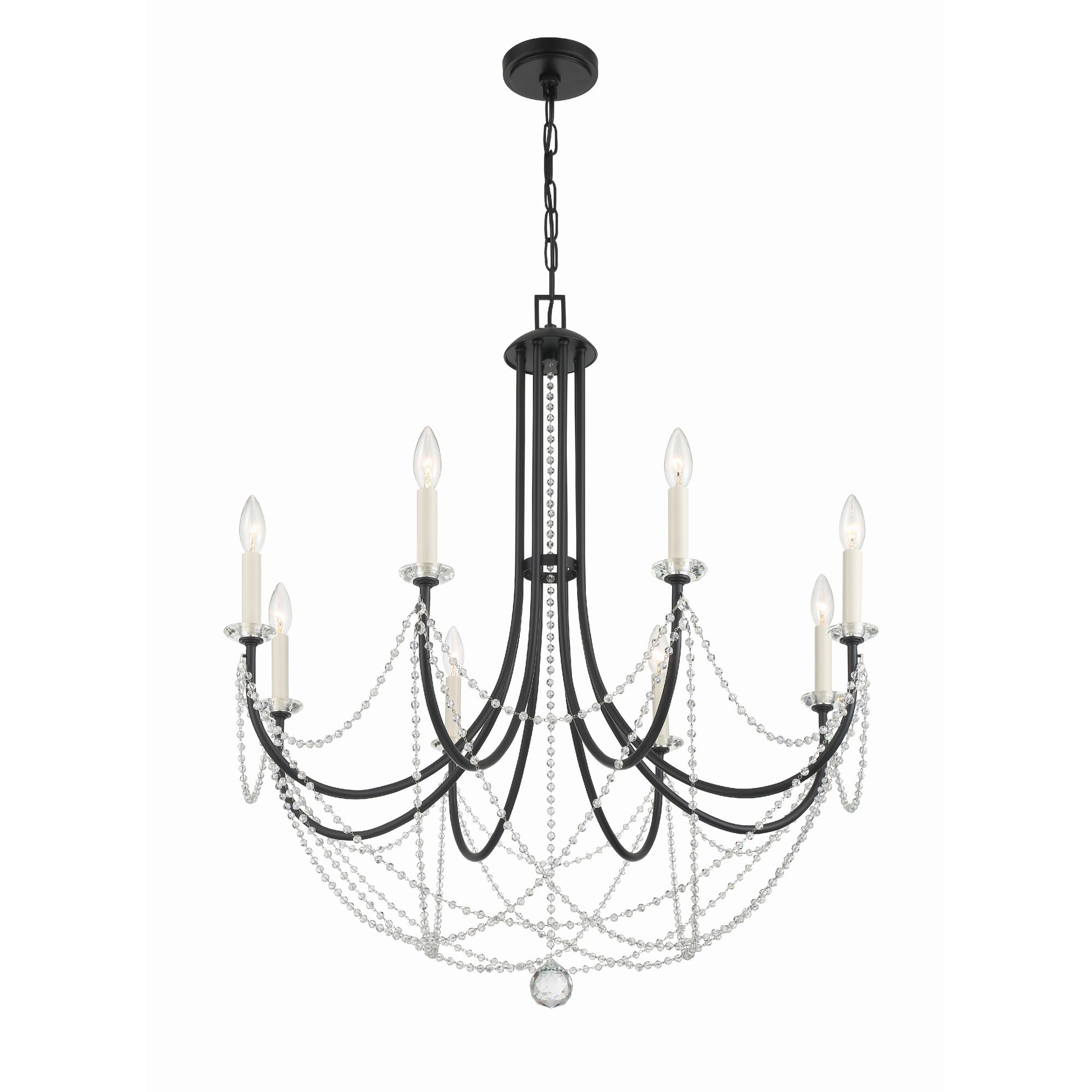 Delilah 8 Light Matte Black Chandelier 31.5"W x 37"H x 31.5"D