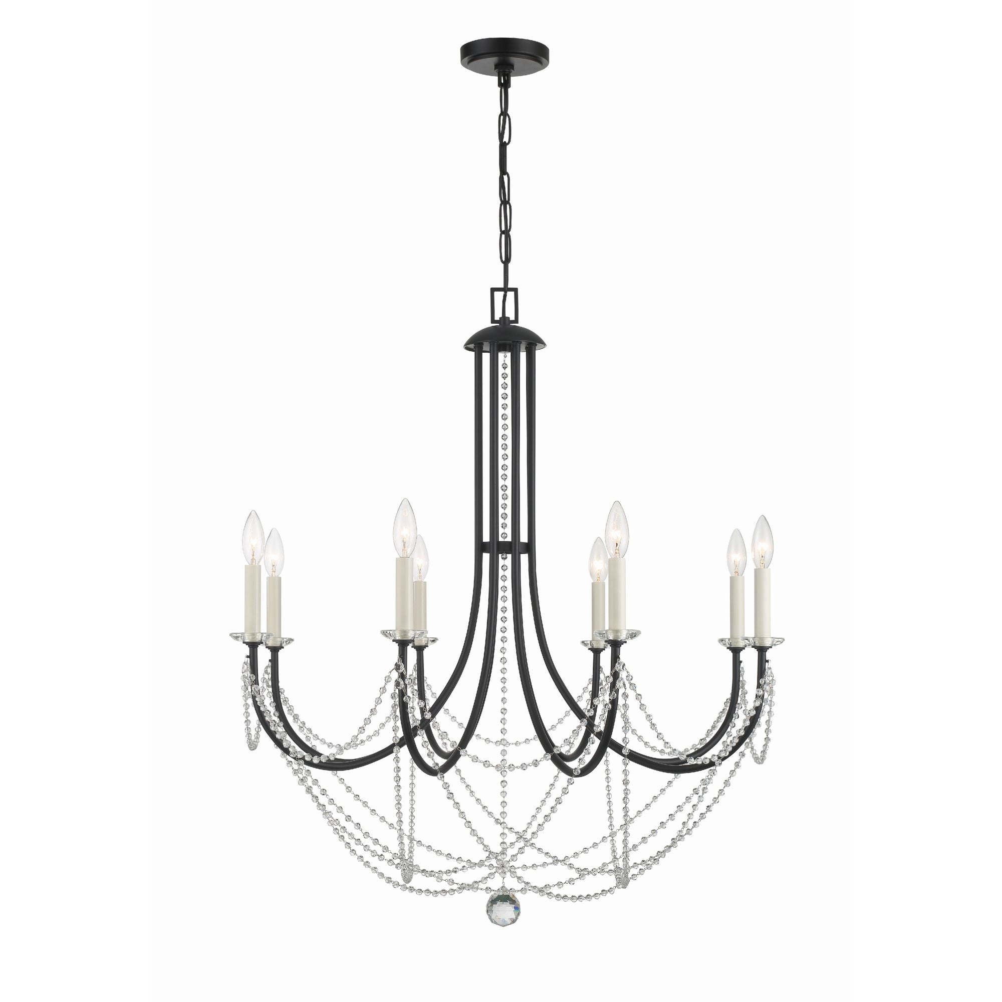 Delilah 8 Light Matte Black Chandelier 31.5"W x 37"H x 31.5"D