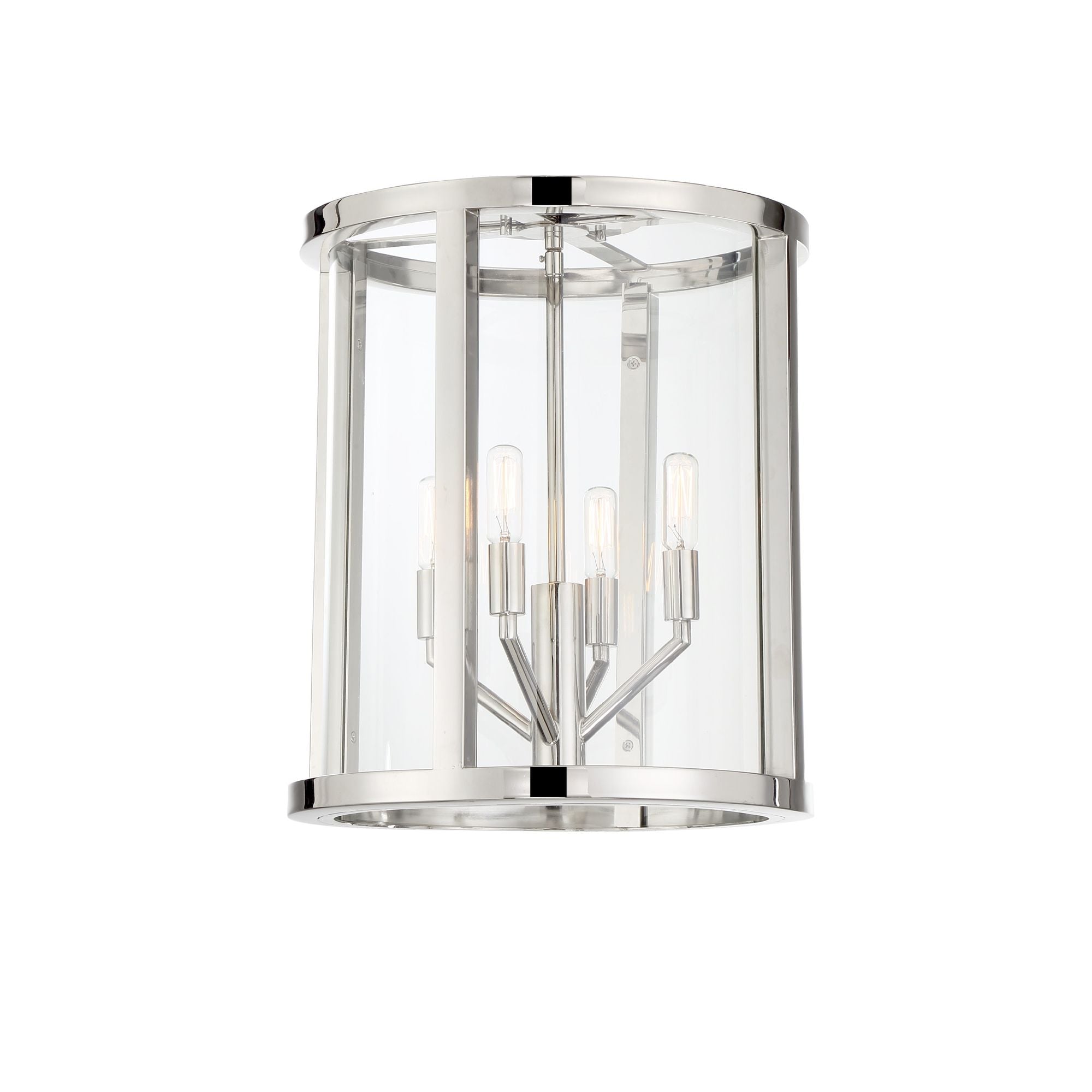 Libby Langdon Devon 14'' Polished Nickel Semi Flush Mount Silver 14"W x 16.75"H x 14"D