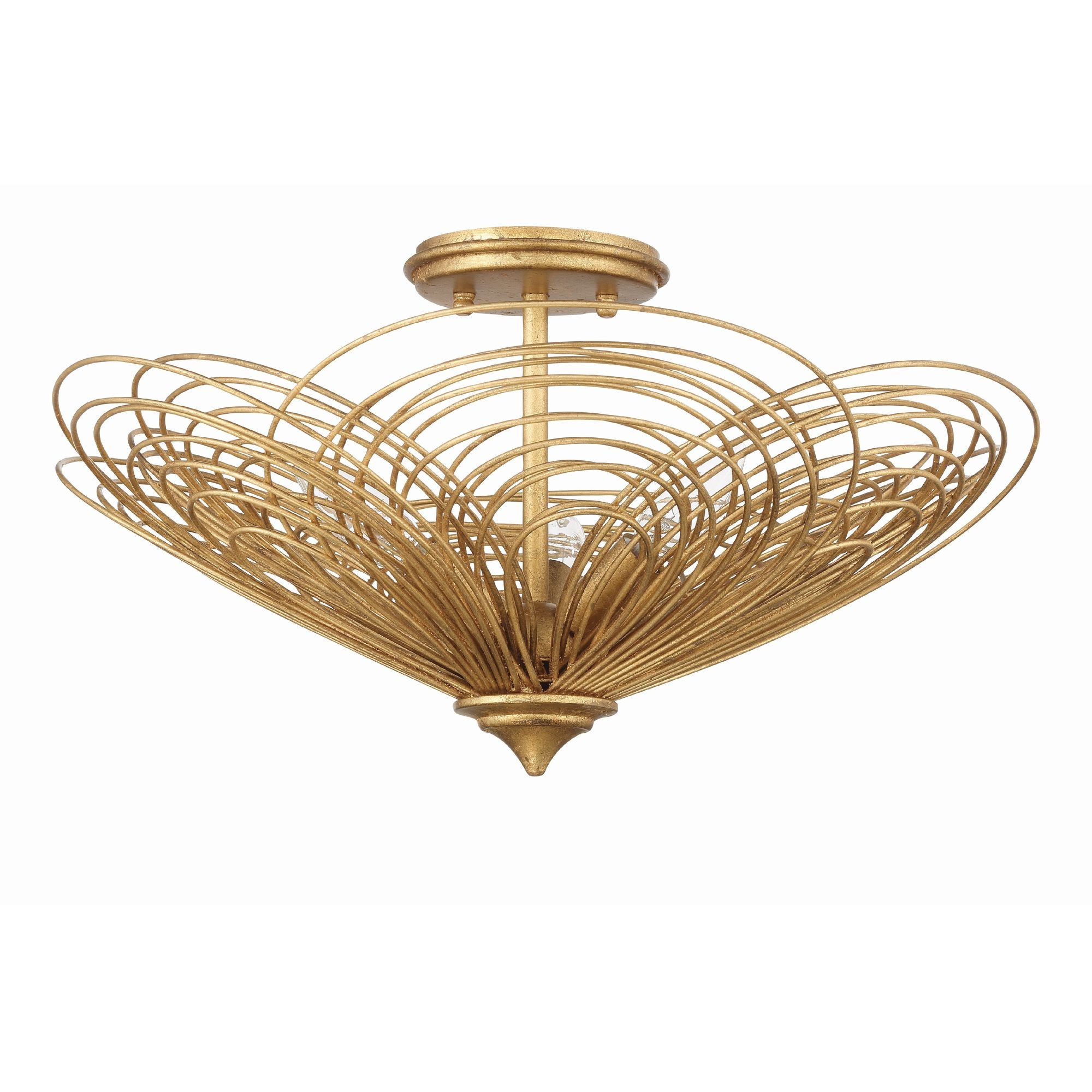 Doral 3 Light Renaissance Gold Semi Flush Mount 19"W x 10.25"H x 19"D