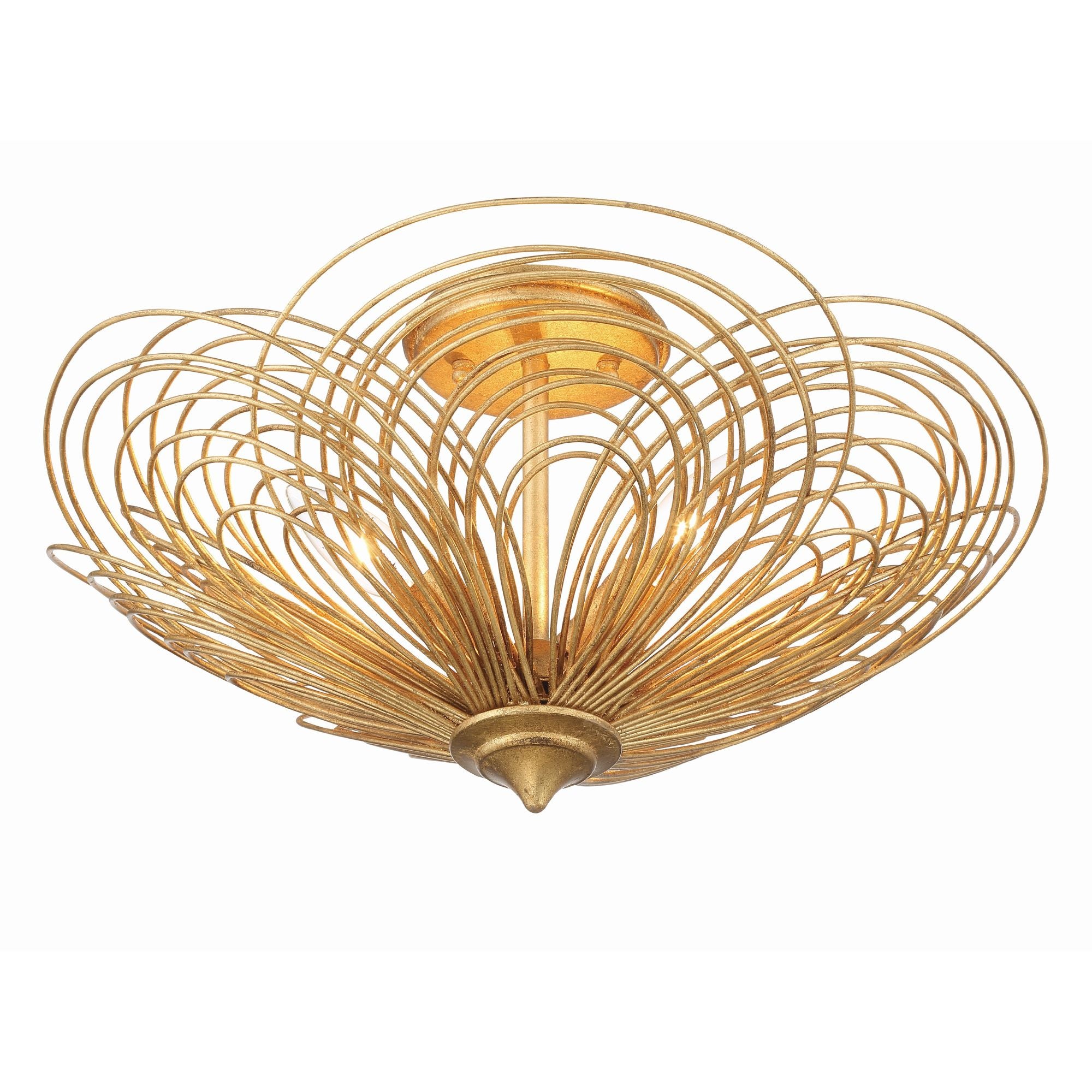 Doral 3 Light Renaissance Gold Semi Flush Mount 19"W x 10.25"H x 19"D