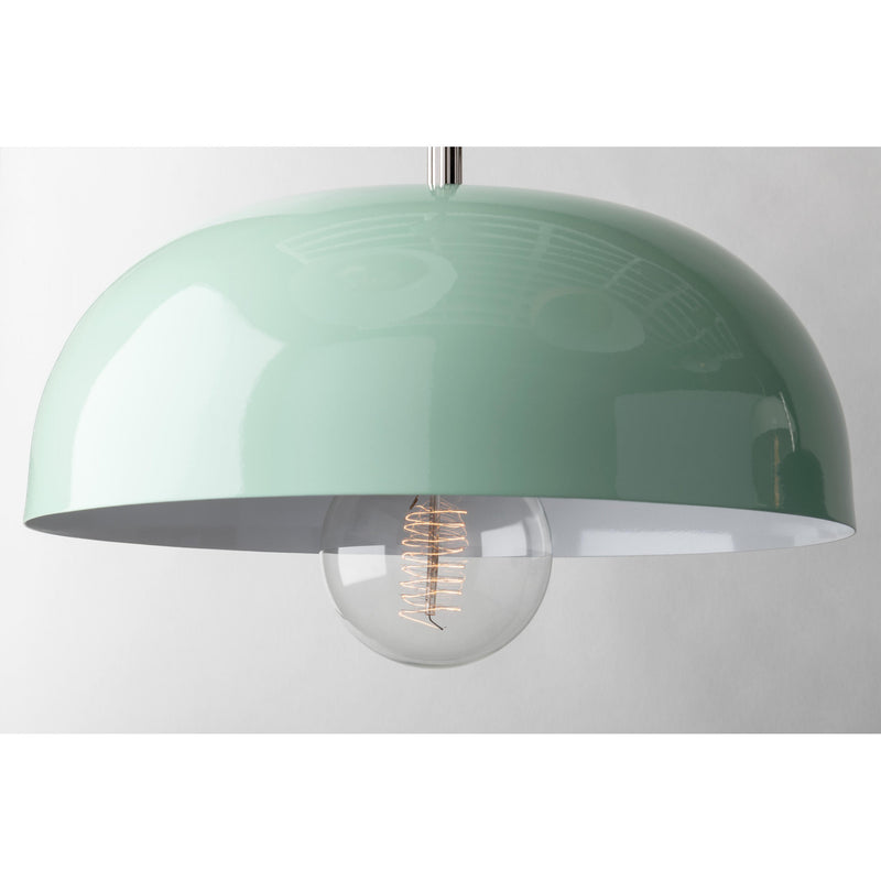 Avery 1 Light Pendant in Polished Nickel/Navy