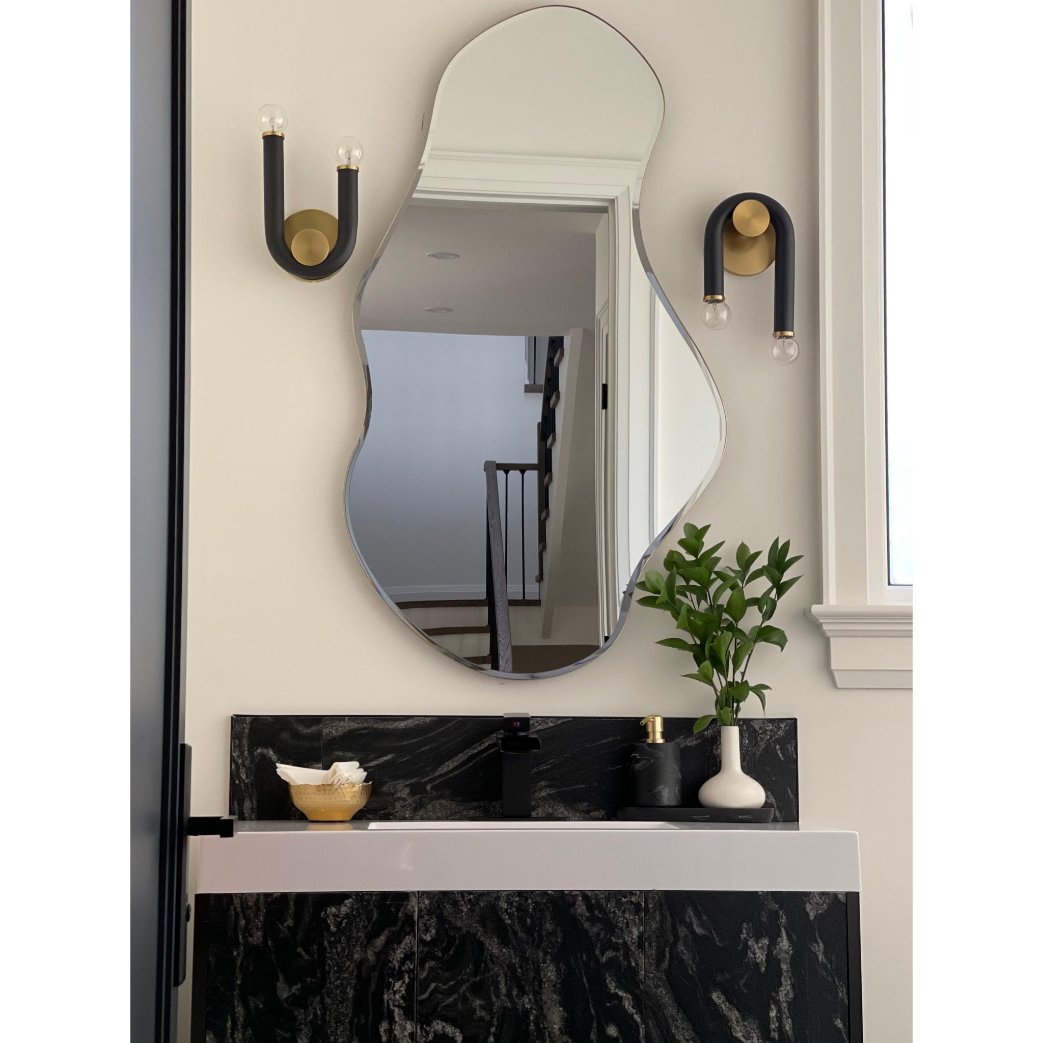 Whit 2-Light Wall Sconce in  Aged Brass/Black 44L x 6.5W x 11H