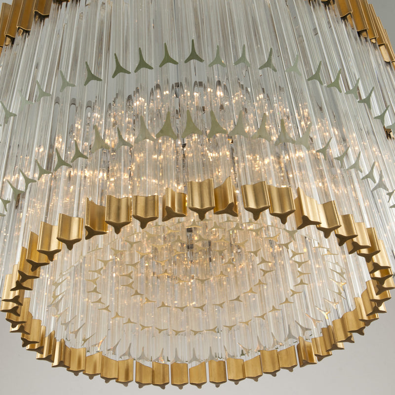 Charisma 17 Light Chandelier in Gold Leaf W Polished Stainless