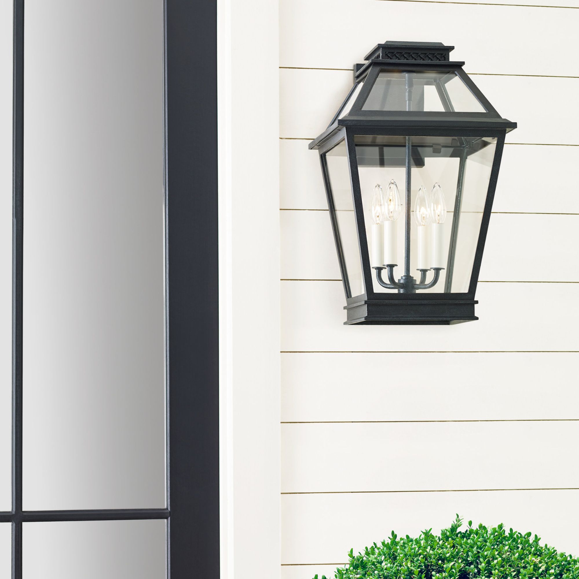 Chapman & Myers Falmouth Large Outdoor Wall Lantern in Dark Weathered Zinc