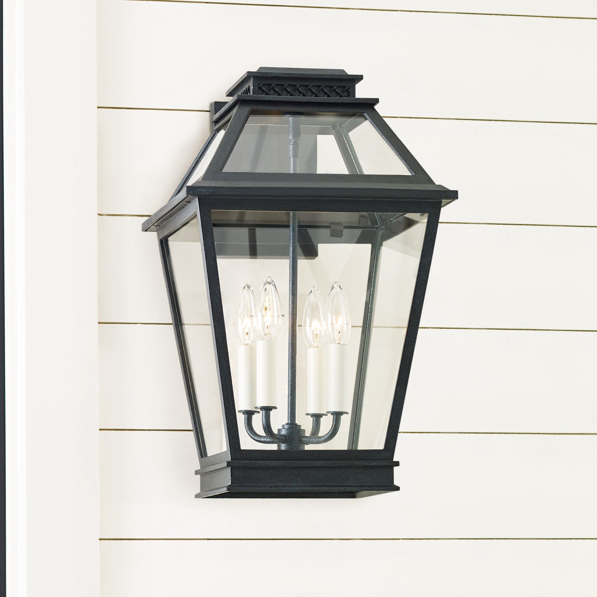 Chapman & Myers Falmouth Large Outdoor Wall Lantern in Dark Weathered Zinc