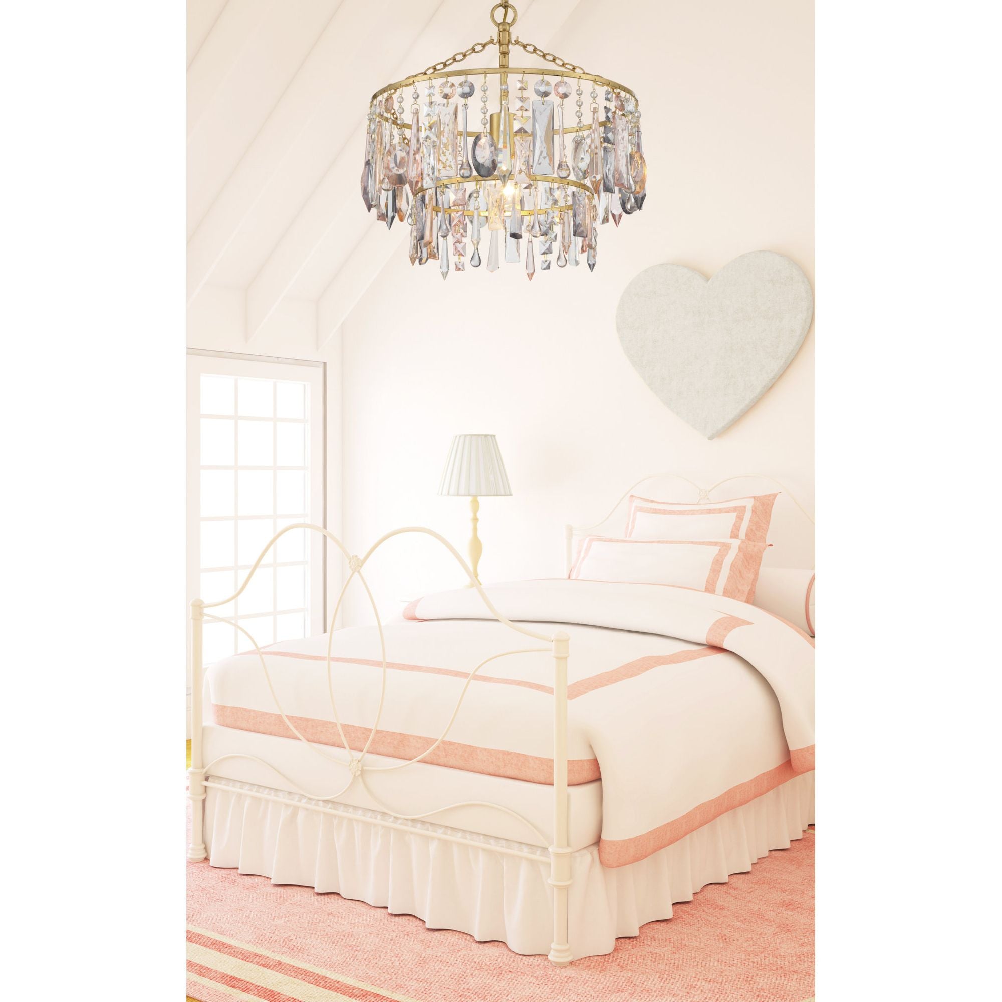 Elsa 1 Light Antique Gold Pendant Hand Cut Crystal 15"W x 17"H x 15"D