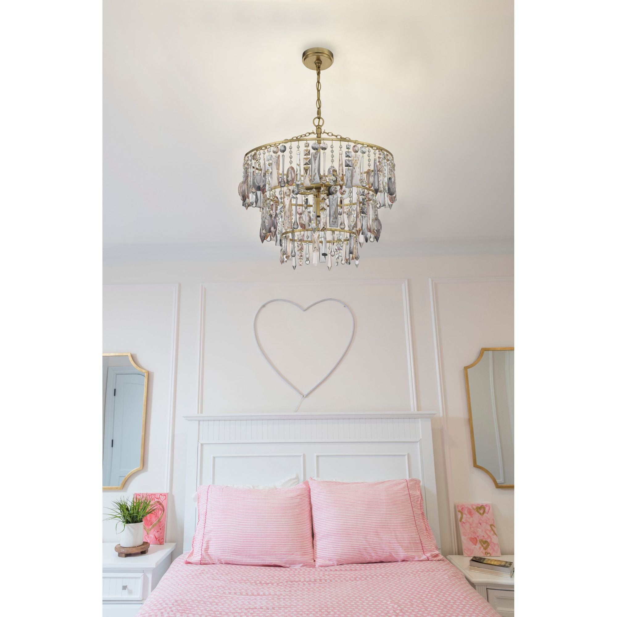 Elsa 3 Light Antique Gold Chandelier Hand Cut Crystal 20"W x 20"H x 20"D