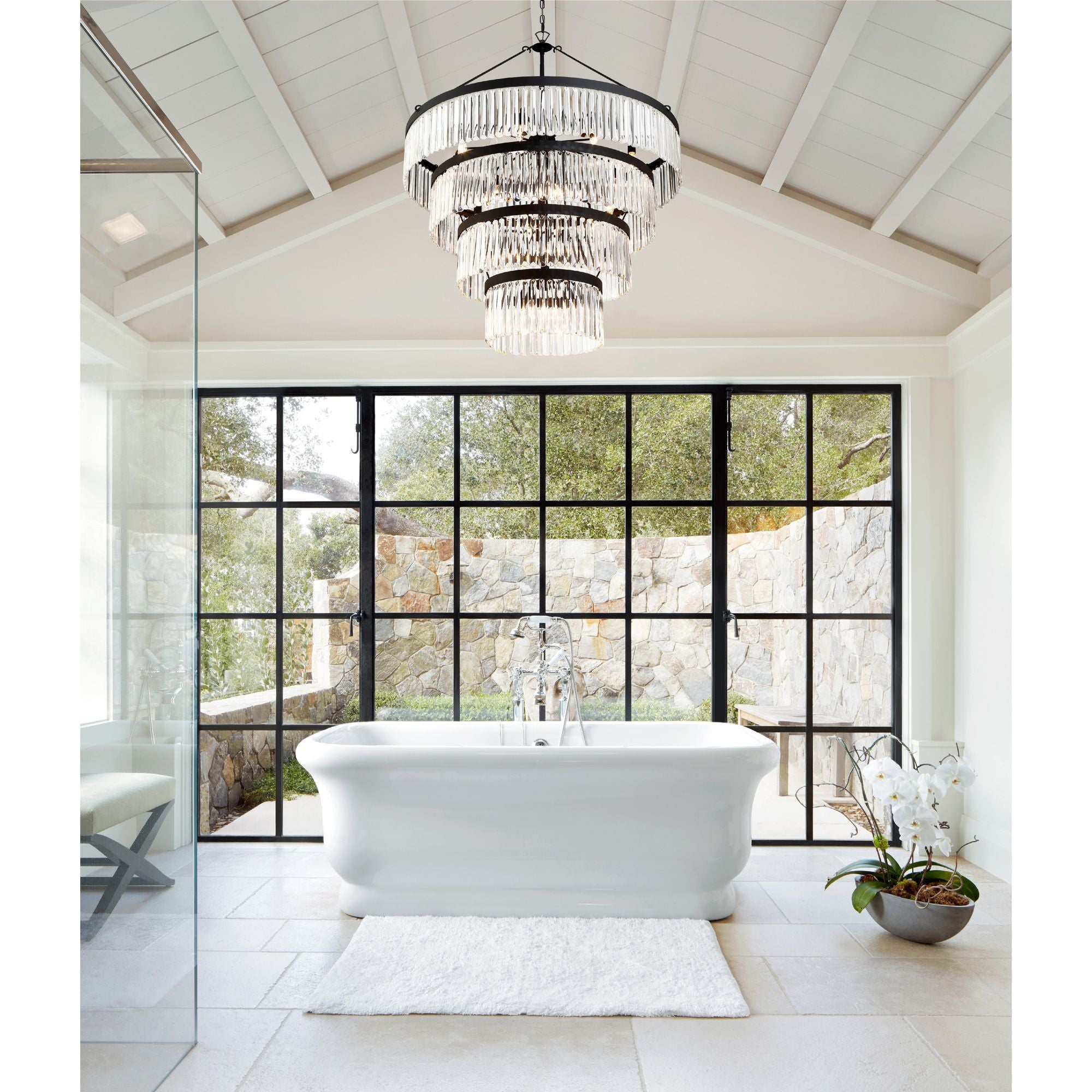 Emory 22 Light Black Forged Chandelier Clear Glass 40"W x 55.25"H x 40"D