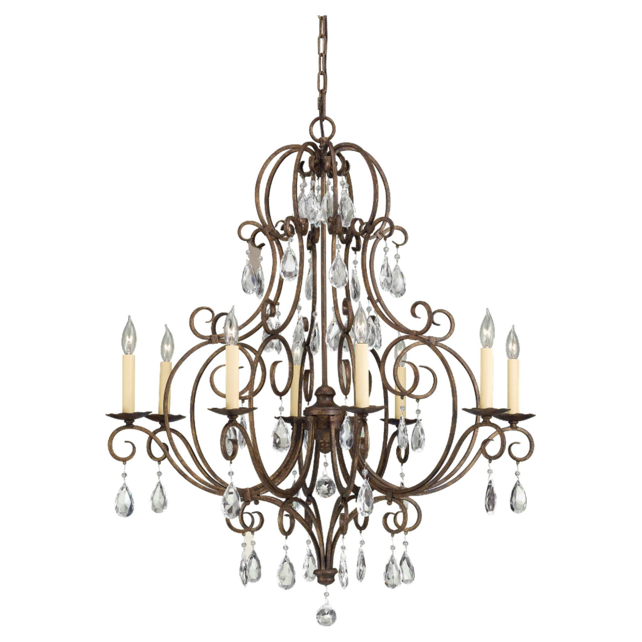 Chateau Medium Chandelier Crystals 37.5" Height Steel in Mocha Bronze
