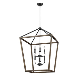 Generation Lighting F3192/6WOW/AF Feiss Gannet 6 Light Chandelier in Weathered Oak Wood / Antique Forged Iron