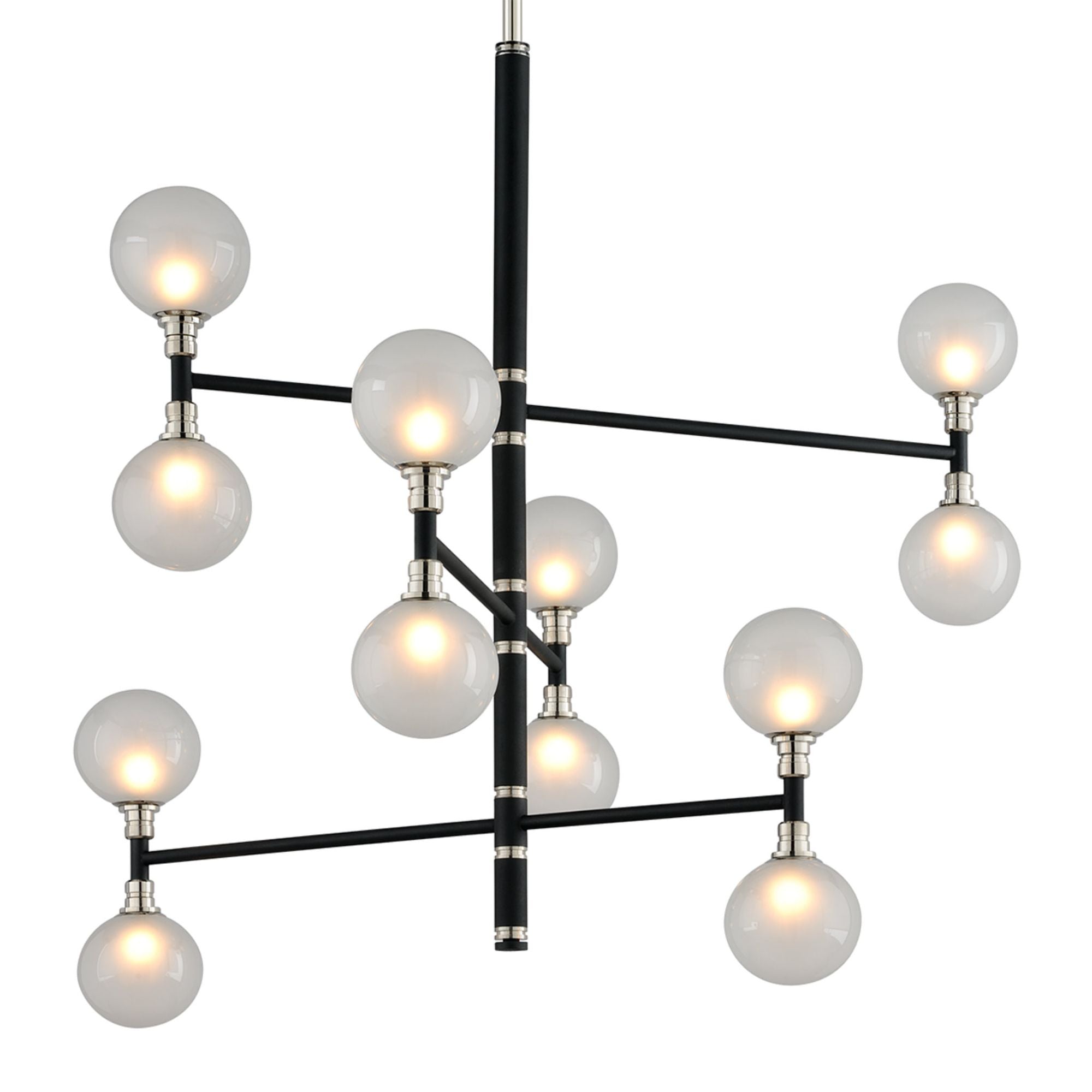 Andromeda Chandelier 12-Light LED in  Textured Black & Polish Nickel 42L x 42W x 37.5H
