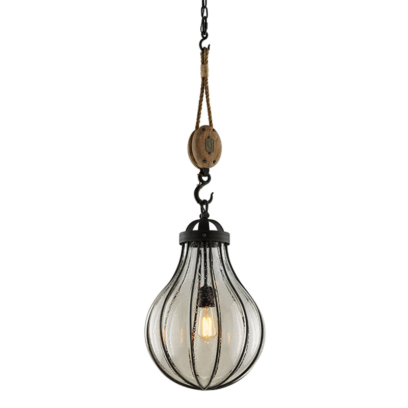 Murphy 1 Light Pendant in Vintage Iron With Rustic Wood
