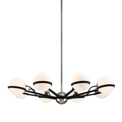 Ace 8 Light Chandelier in Carbide Blk With Polished Nickel Accents