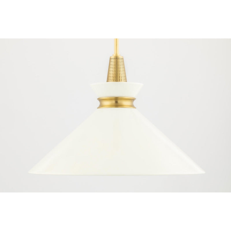 Kiki 1 Light Pendant in Aged Brass/Cream