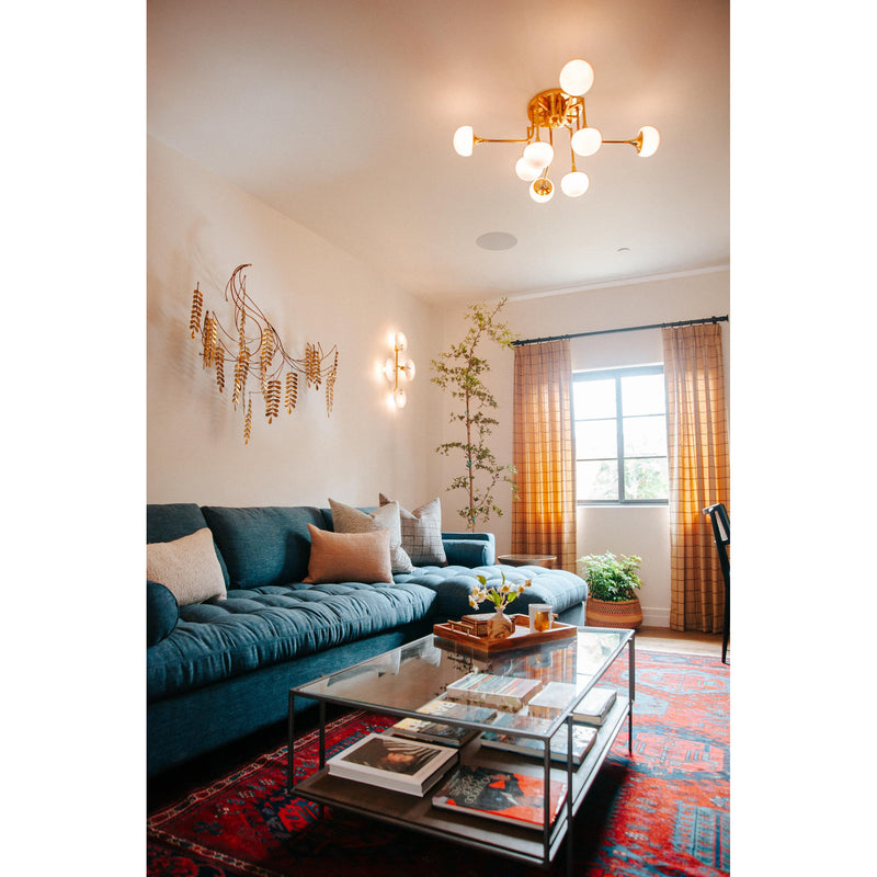 Giselle 4 Light Semi Flush in Aged Brass