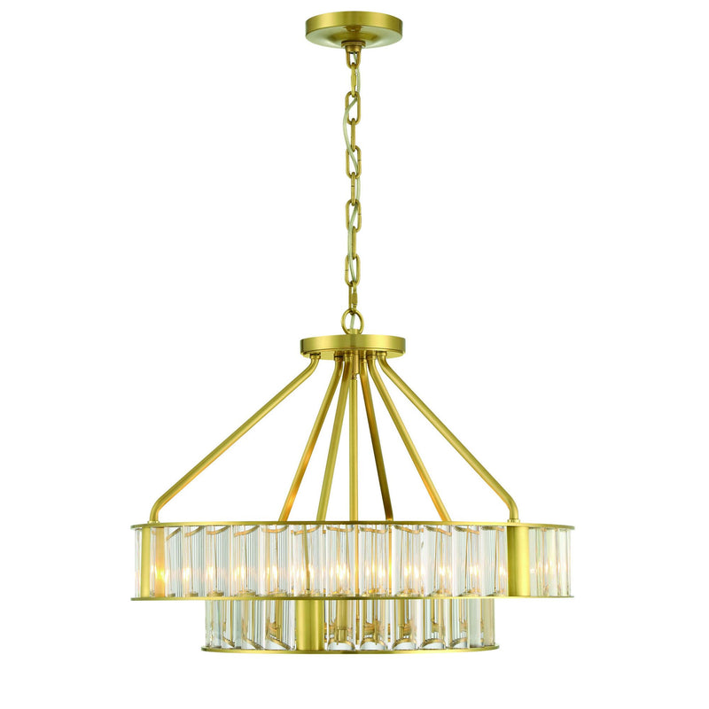 Libby Langdon for Crystorama Farris 6 Light Aged Brass Chandelier