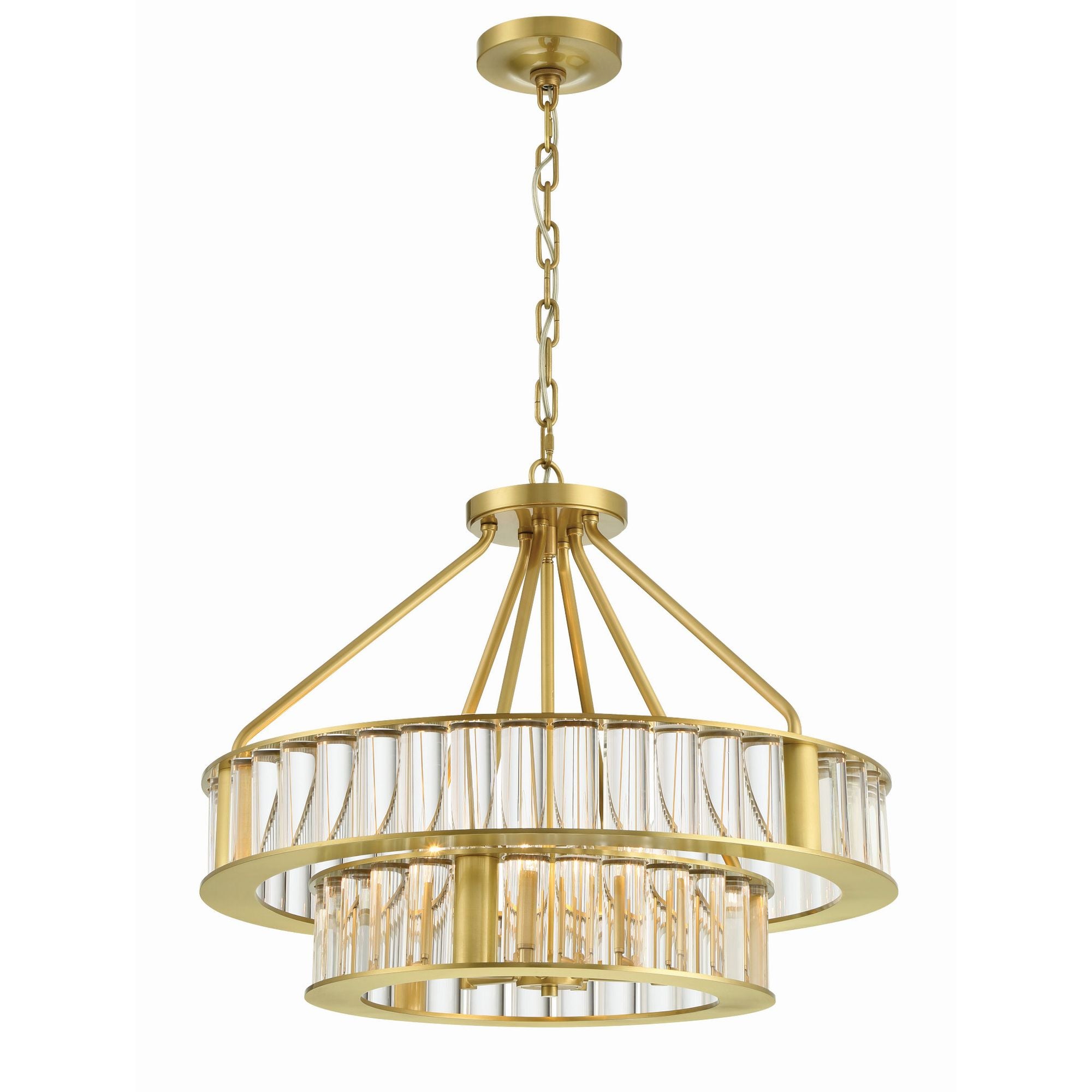 Libby Langdon Farris 6 Light Aged Brass Chandelier Clear Glass 24.5"W x 20"H x 24.5"D