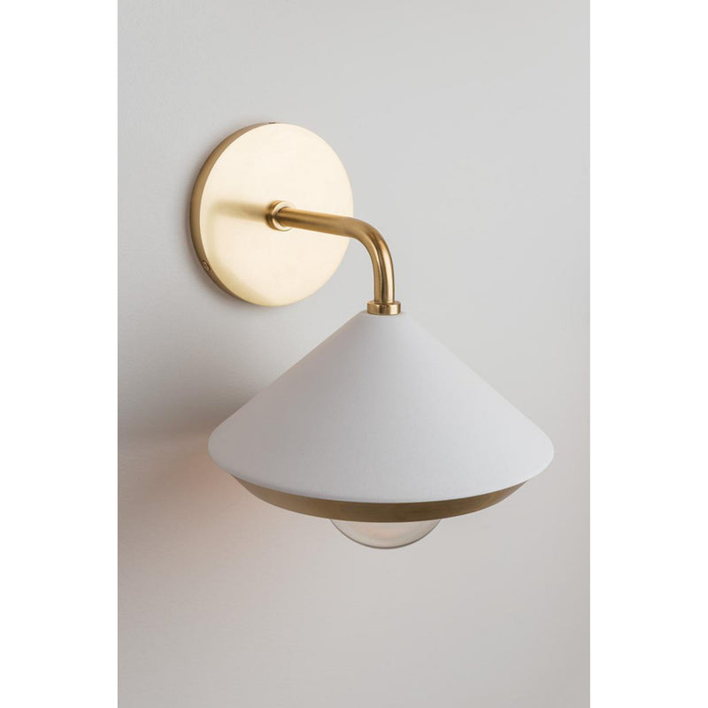 Marnie 1 Light Wall Sconce in Aged Brass/Soft Off White