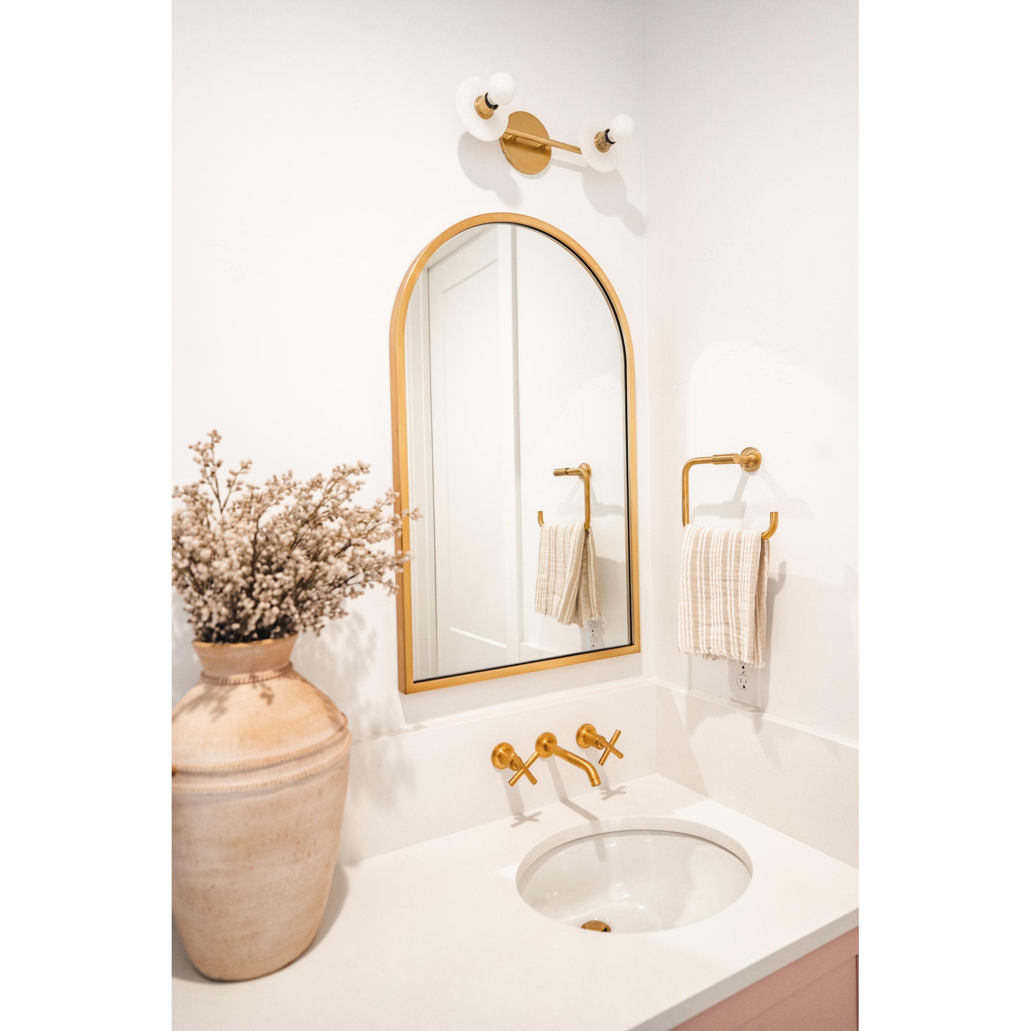 Elmont 2 Light Bath and Vanity in Aged Brass
