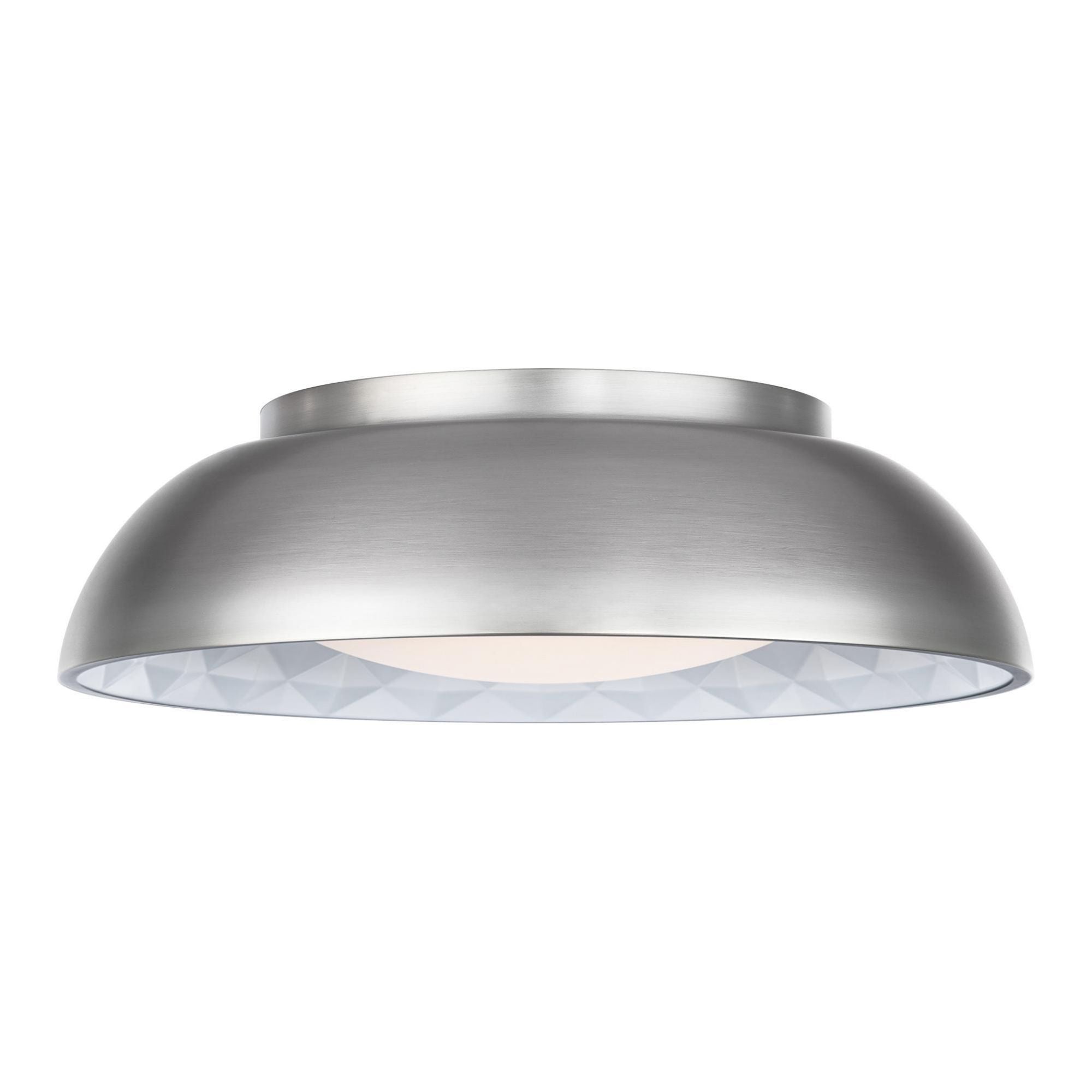 Prisma 18in LED Flush Mount 3000K with Prismatic Vacuum Formed Shade in Brushed Nickel