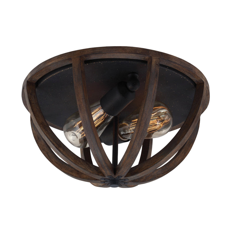 Generation Lighting FM400WOW/AF Feiss Allier 2 Light Ceiling Light in Weathered Oak Wood / Antique Forged Iron