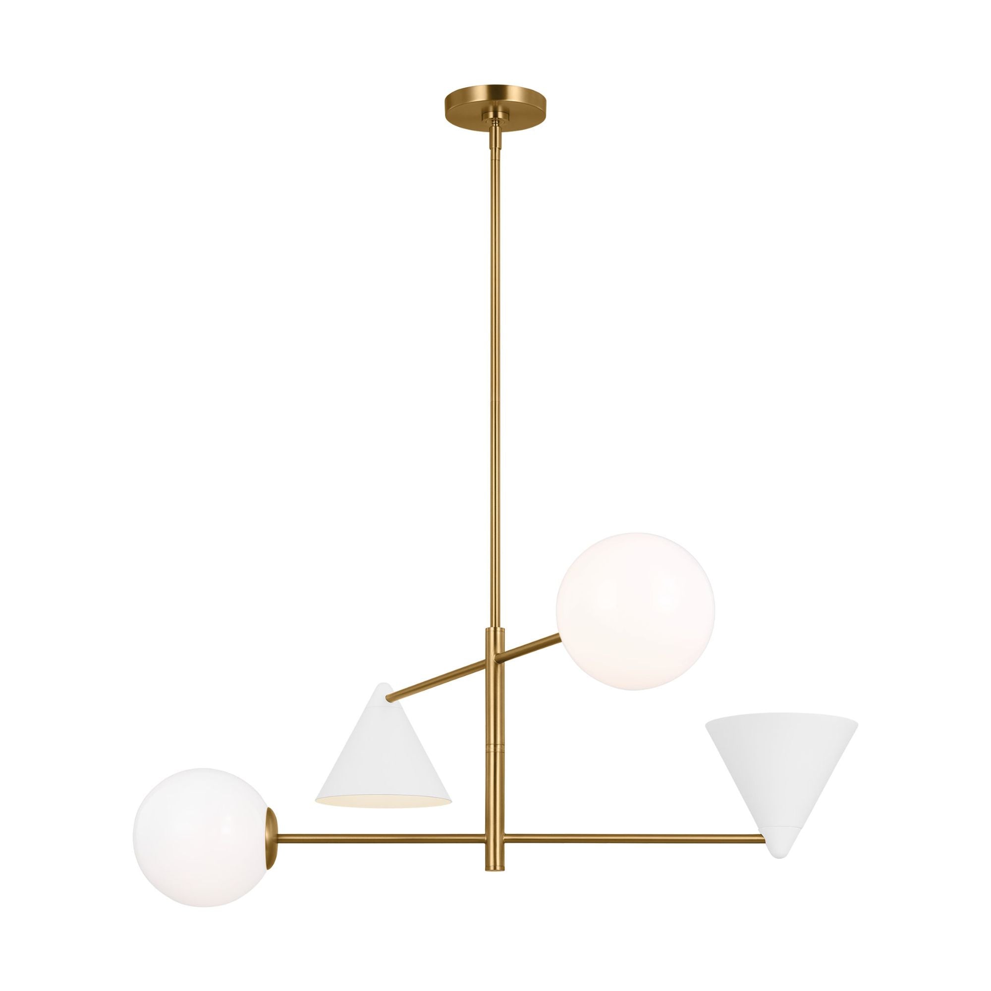 AERIN Cosmo Large Chandelier in Matte White and Burnished Brass