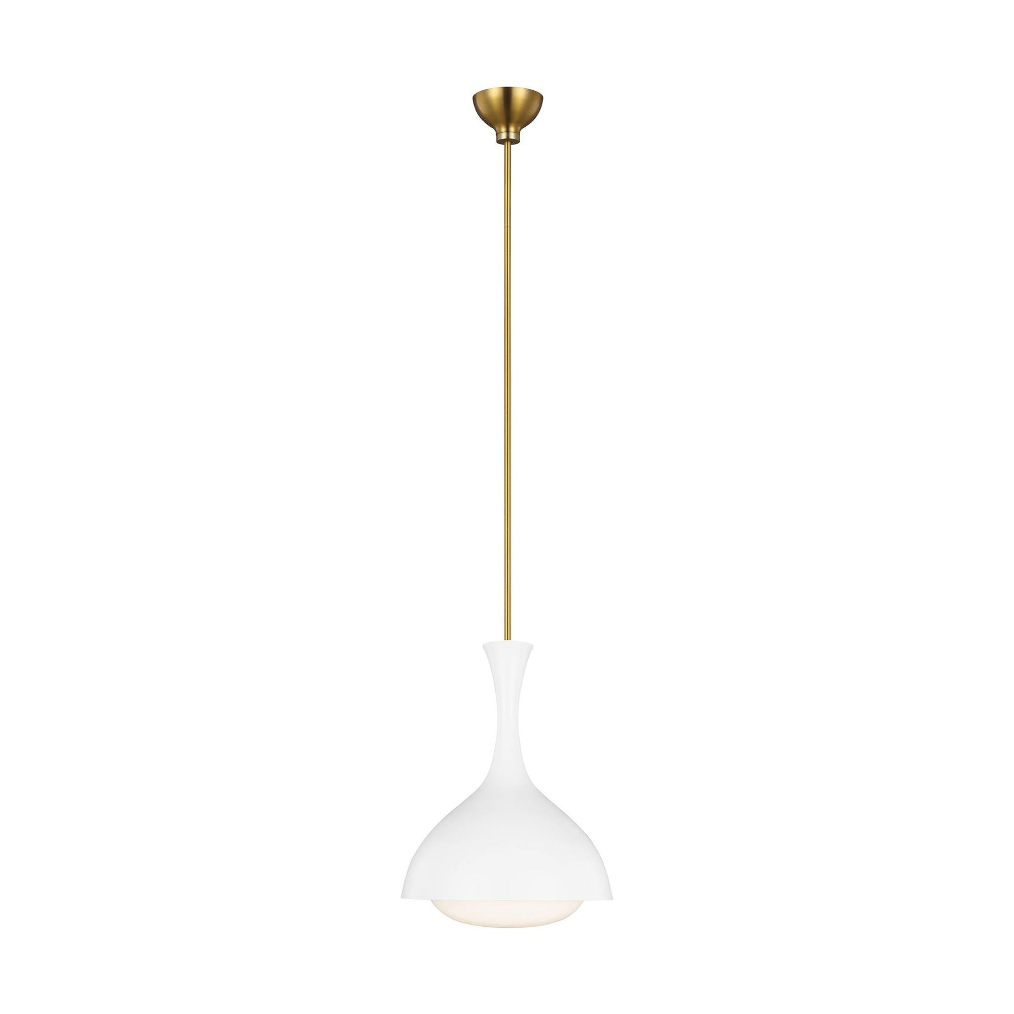 AERIN Lucerne One Light Small Pendant in Matte White and Burnished Brass