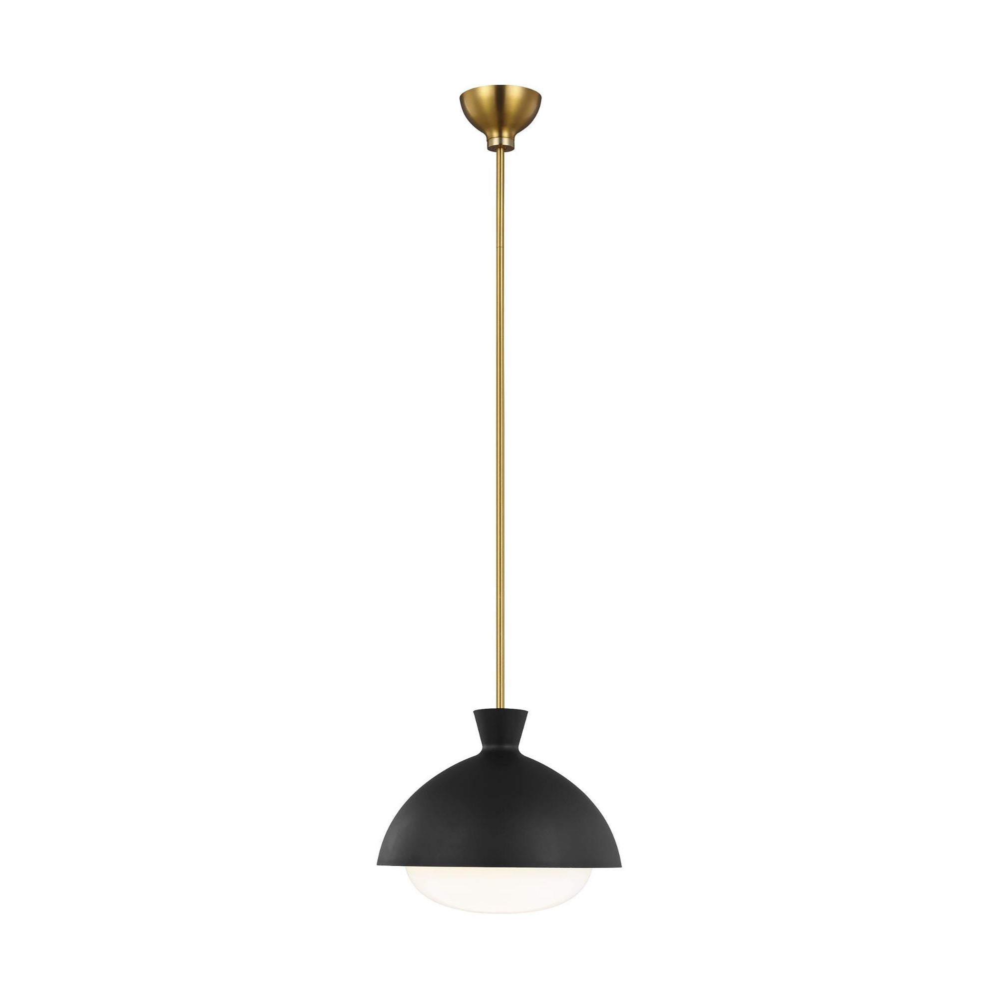 AERIN Lucerne One Light Large Pendant in Midnight Black and Burnished Brass