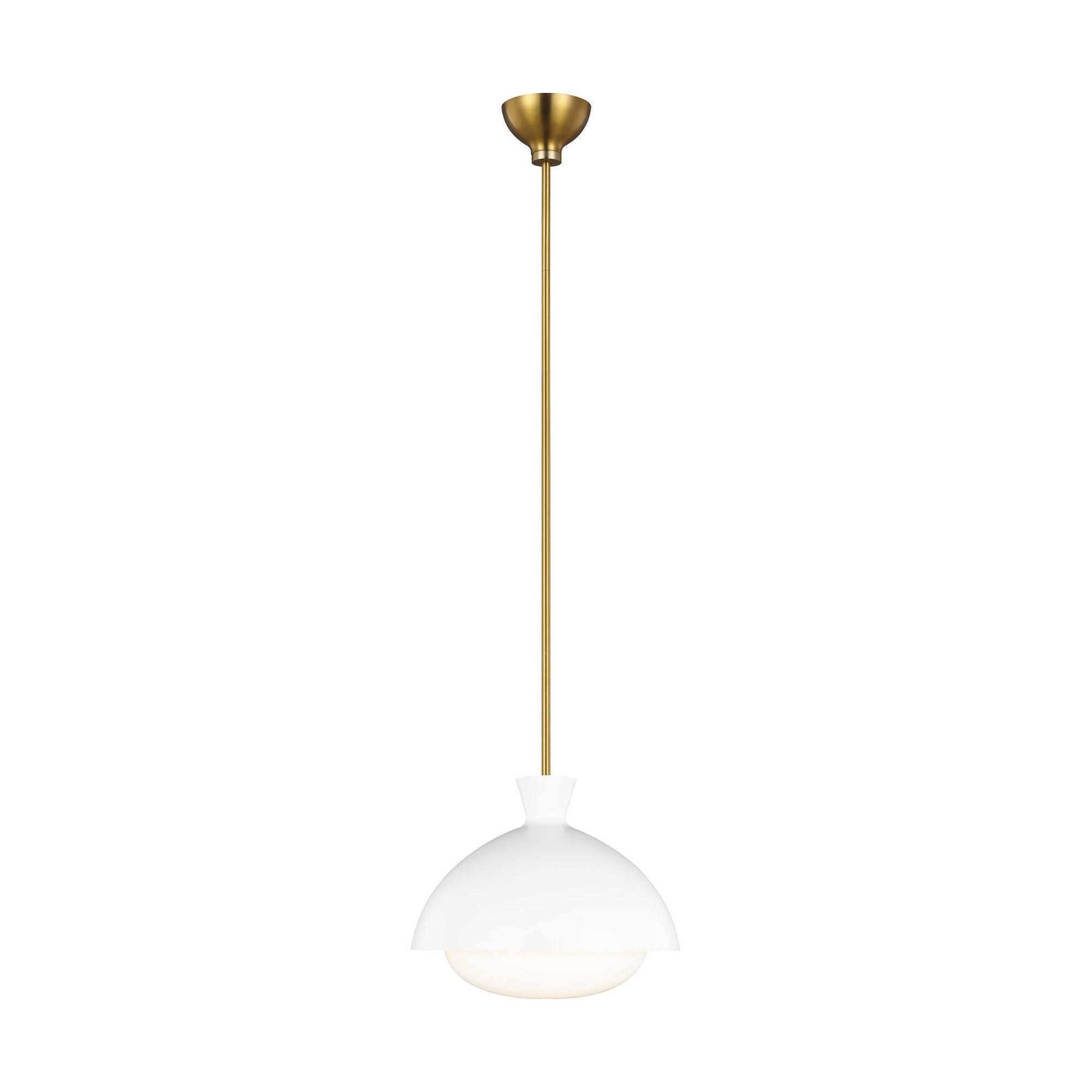 AERIN Lucerne One Light Large Pendant in Matte White and Burnished Brass
