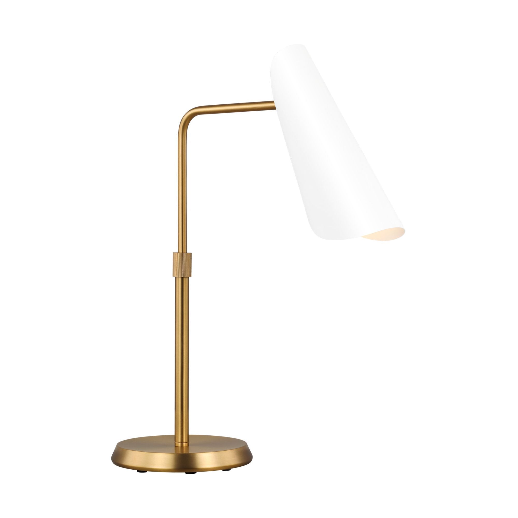 AERIN Tresa Task Table Lamp in Matte White and Burnished Brass