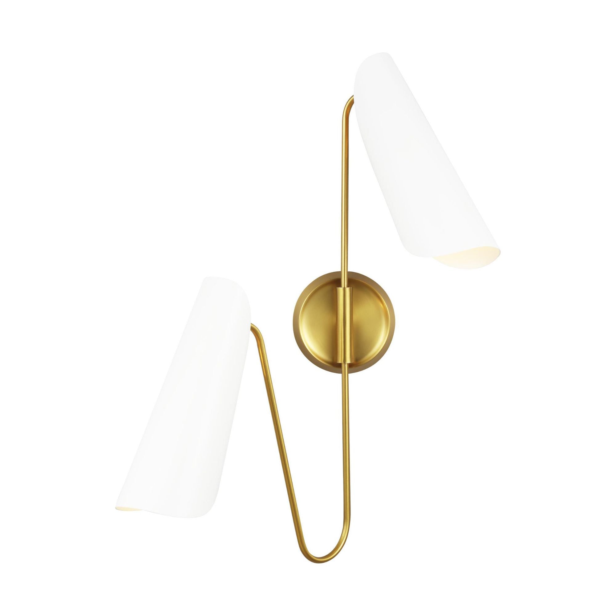 AERIN Tresa Two Light Sconce in Matte White and Burnished Brass