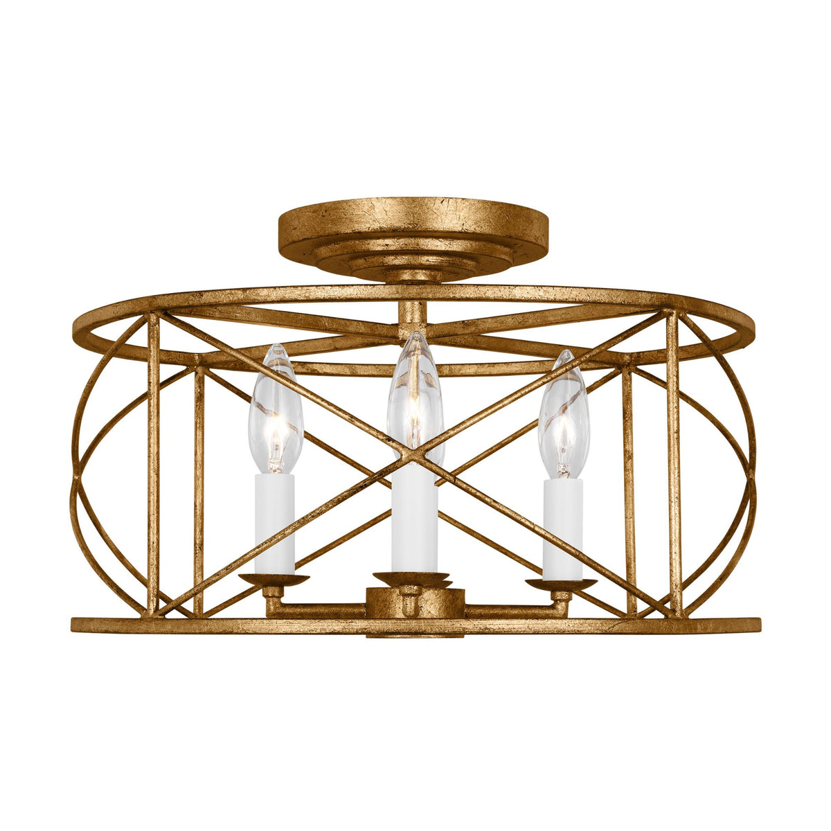 Chapman & Myers Beatrix Medium Semi-Flush Mount in Antique Gild