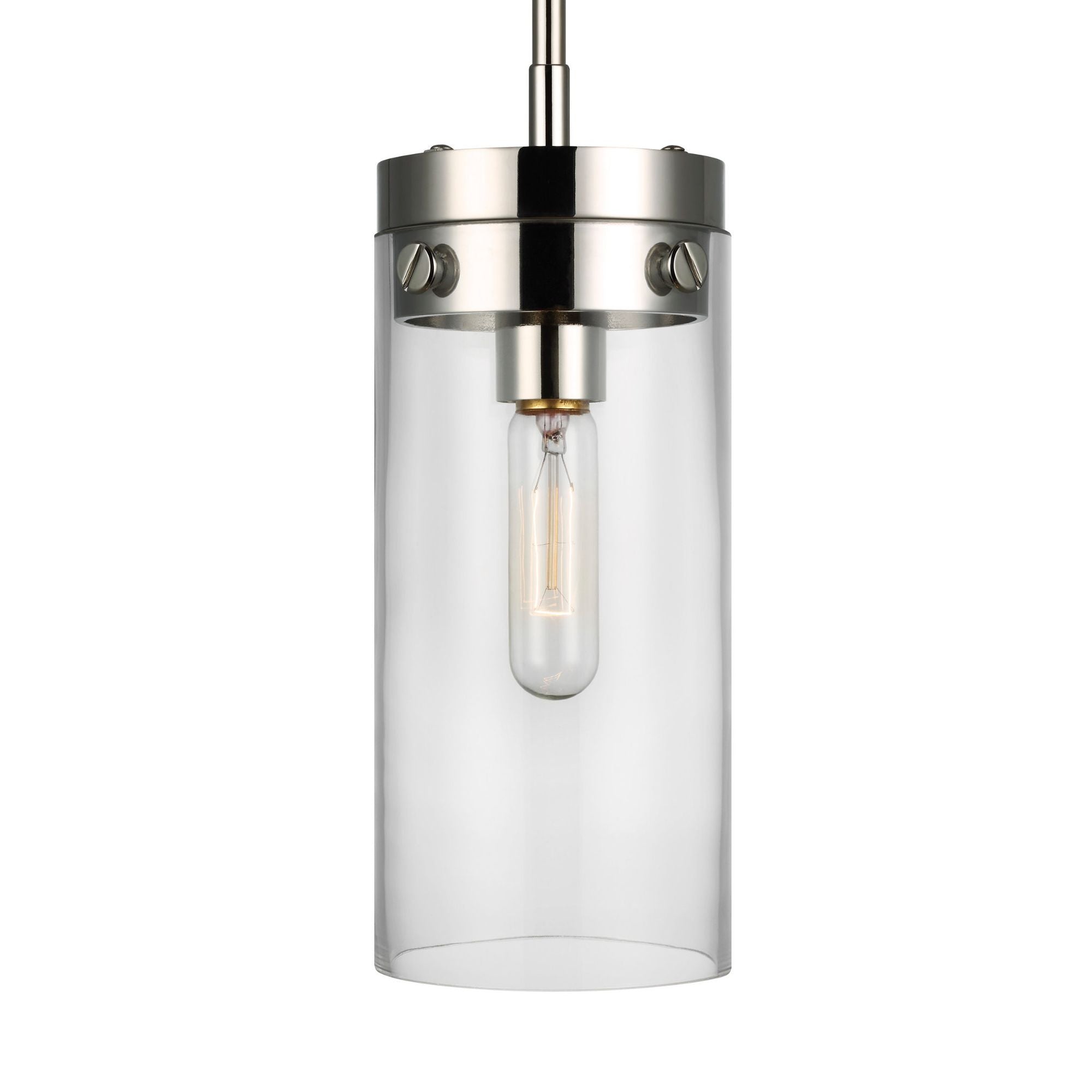 Chapman & Myers Garrett Medium Cylinder Pendant in Polished Nickel